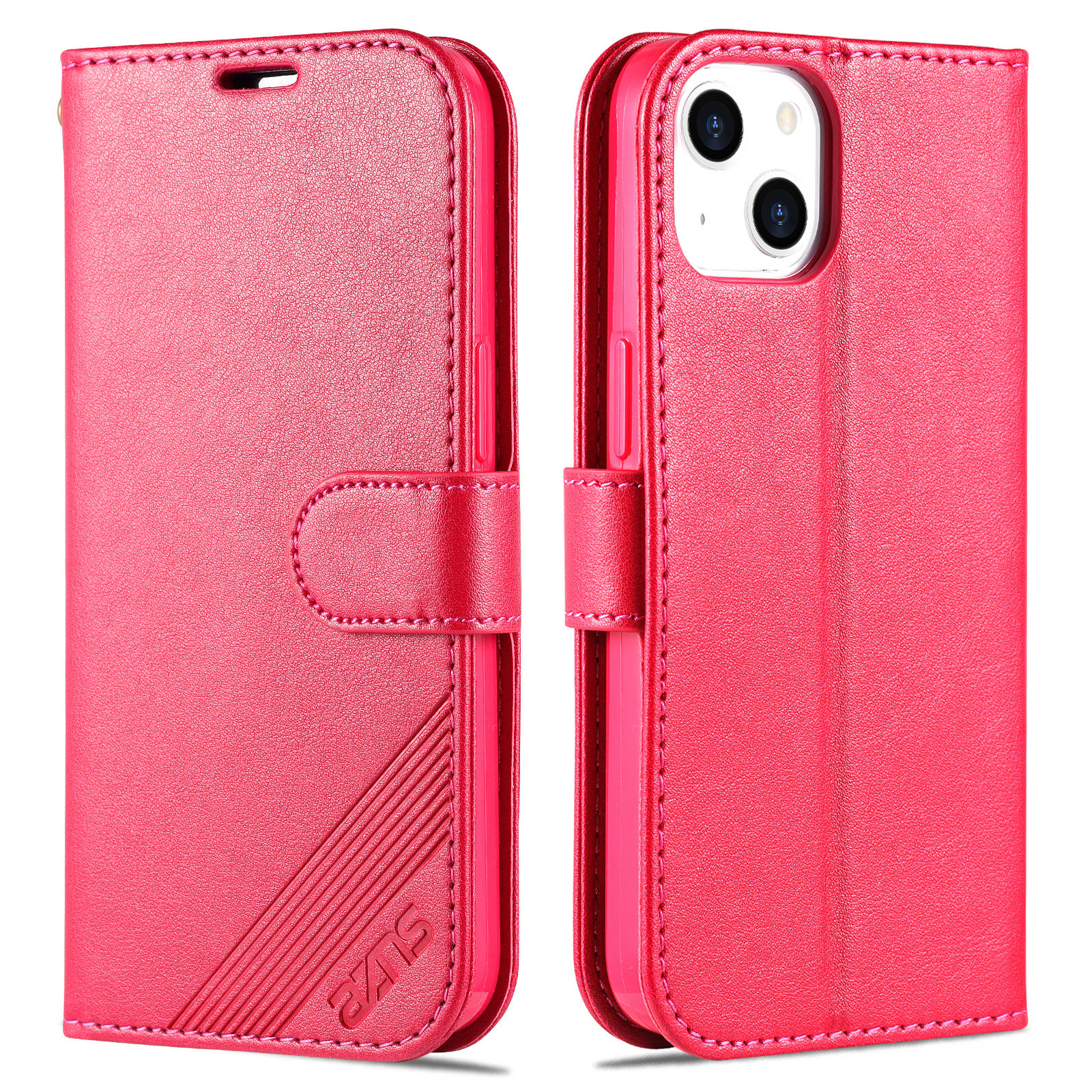 

AZNS Phone Wallet Hülle Für Iphone 15 Plus, Stand PU Leder + TPU -telefonabdeckung - Rot, iPhone 15 Plus