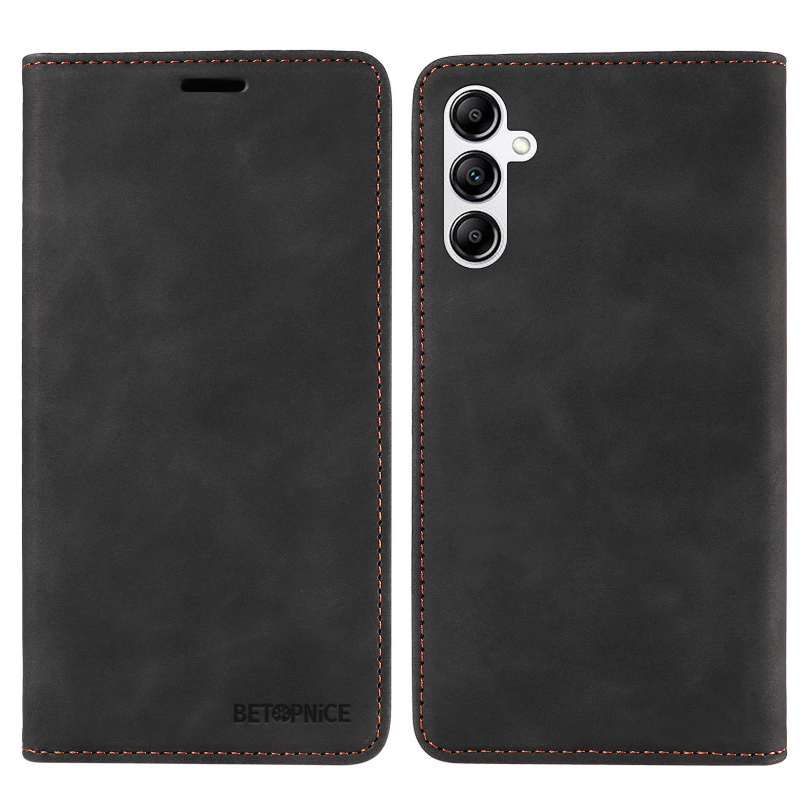 

Betopnice 003 Für Samsung Galaxy A14 4G / 5G Telefonständer Cover Schocksicheres Brieftasche RFID Blockierende PU -lederhülle - Schwarz, Galaxy A14 5G