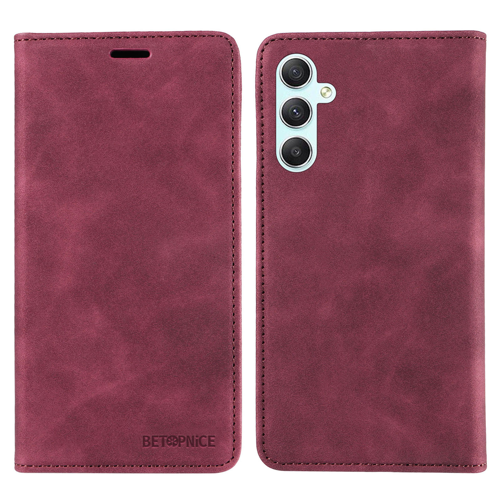 

Betopnice 003 Für Samsung Galaxy A34 5G Wallet RFID Blockierende Telefonständer Cover Schockdichte PU Leder Hülle - Rot, Galaxy A34 5G