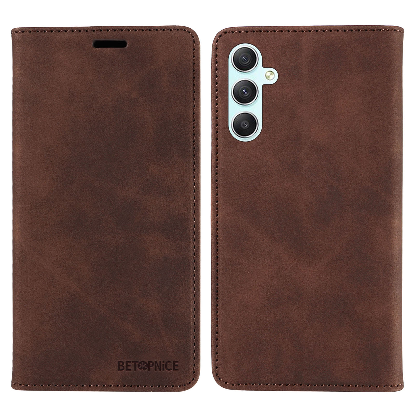 

Betopnice 003 Für Samsung Galaxy A34 5G Wallet RFID Blockierende Telefonständer Cover Schockdichte PU Leder Hülle - Braun, Galaxy A34 5G