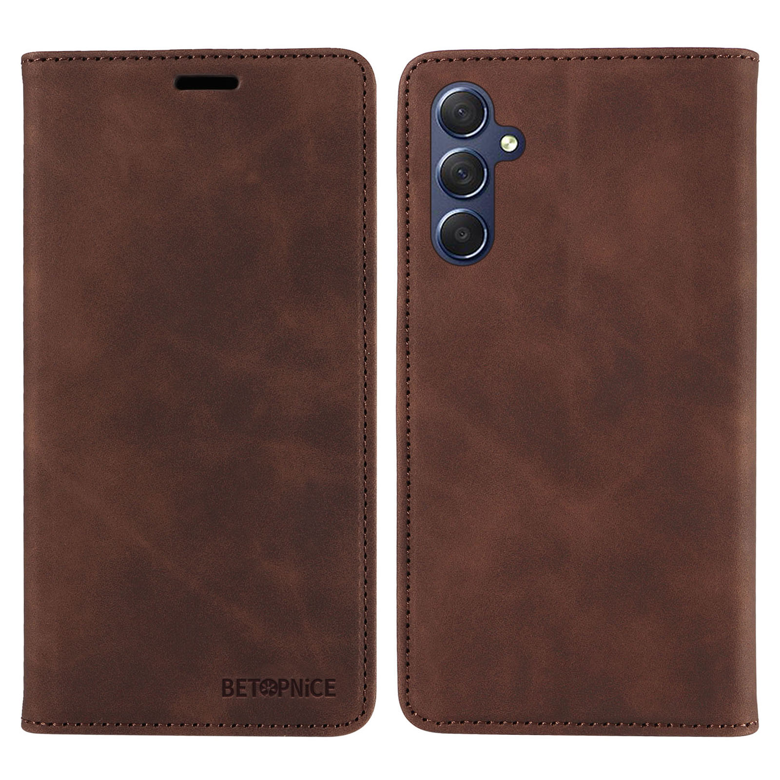 

Betopnice 003 Für Samsung Galaxy M54 5G / F54 5G Schocksicheres PU Leder Handy Hülle Brieftasche RFID Blockierende Telefonständer Cover - Braun, Galaxy M54 5G