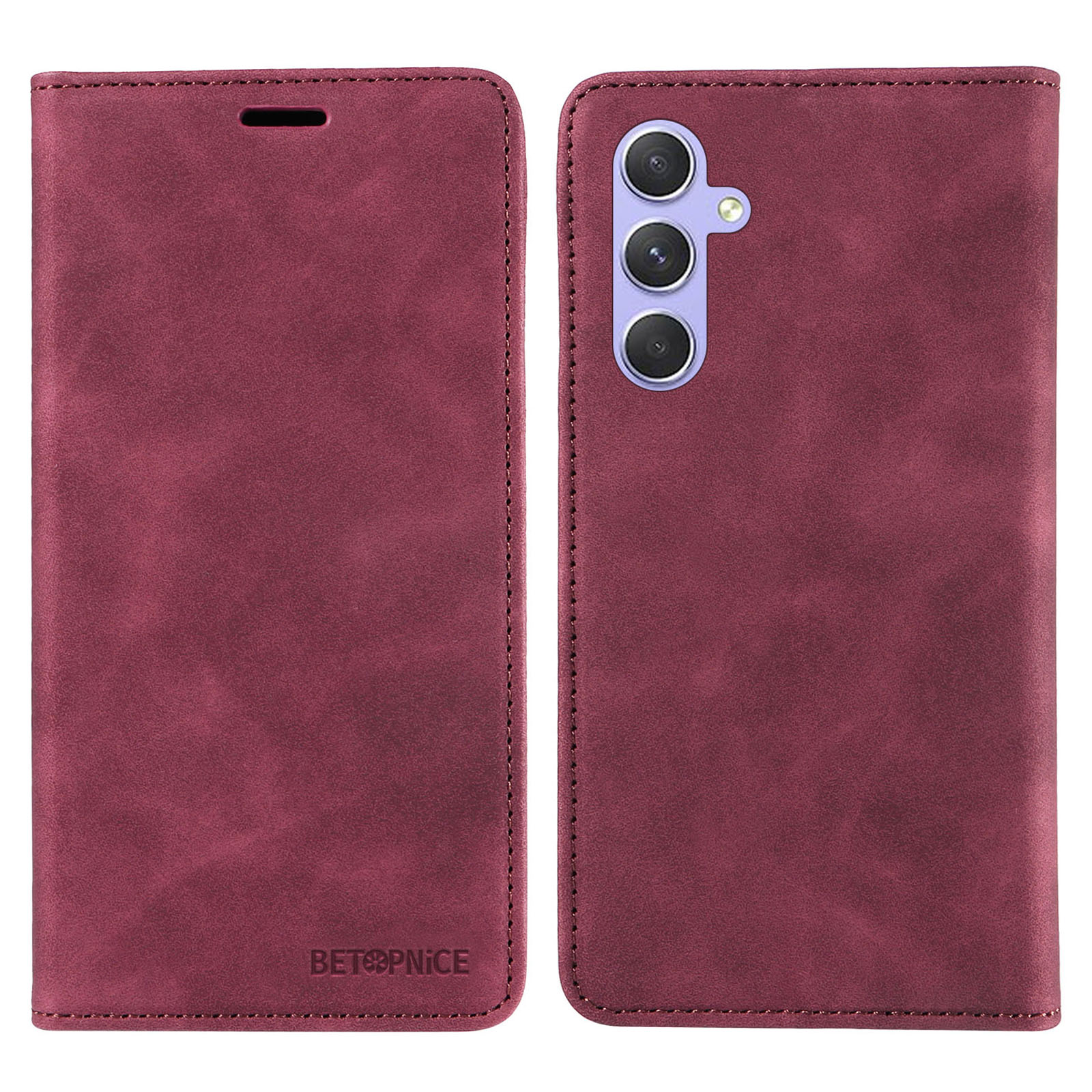 

Betopnice 003 Telefonständer Cover Für Samsung Galaxy A54 5g, Anti-staub-brieftasche RFID Blockierende Pu-lederhülle - Rot, Galaxy A54 5G