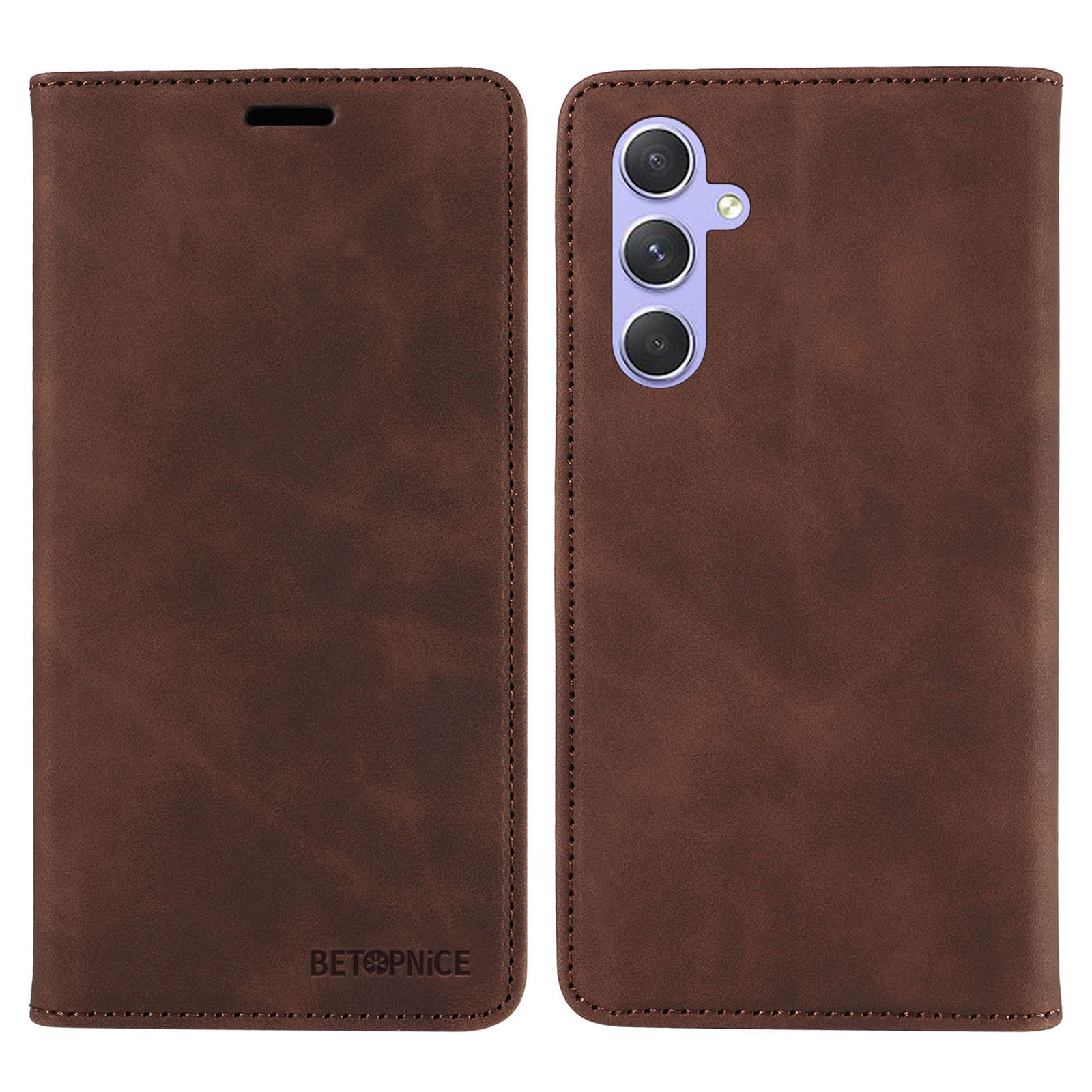

Betopnice 003 Telefonständer Cover Für Samsung Galaxy A54 5g, Anti-staub-brieftasche RFID Blockierende Pu-lederhülle - Braun, Galaxy A54 5G