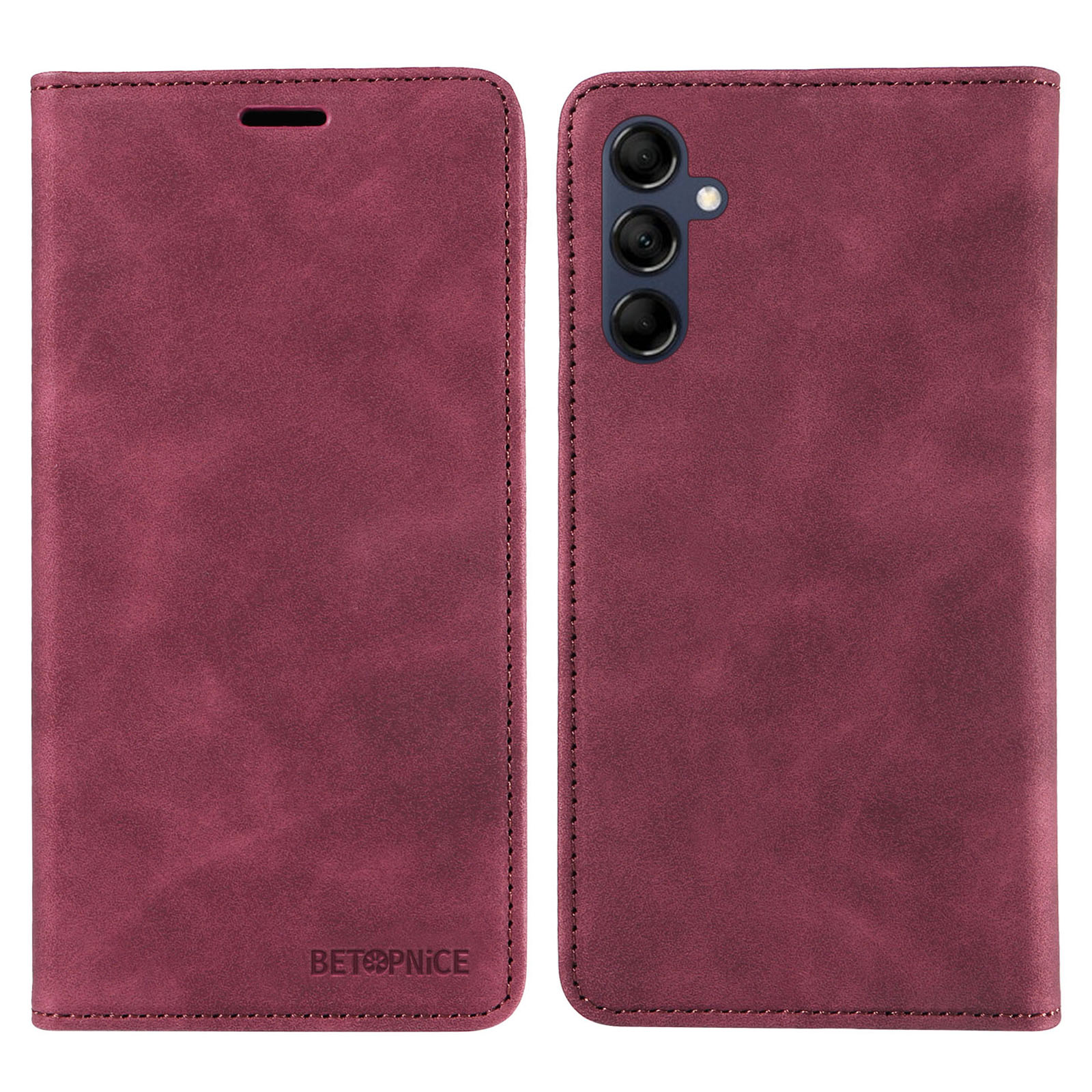 

Betopnice 003 RFID -blockierung Telefonabdeckung Für Samsung Galaxy F14 5G / M14 5g, PU Leder Stand Wallet Mobiltelefonhülle - Rot, Galaxy F14 5G