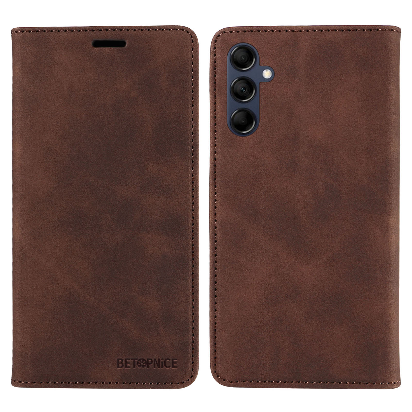 

Betopnice 003 RFID -blockierung Telefonabdeckung Für Samsung Galaxy F14 5G / M14 5g, PU Leder Stand Wallet Mobiltelefonhülle - Braun, Galaxy F14 5G