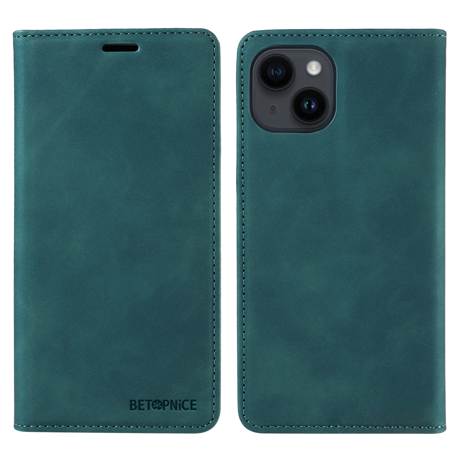 

Betopnice 003 Für Iphone 15 Plus PU Lederständer Abdeckung Anti-kratzer-brieftaschenhülle Mit Rfid-blockierungsfunktion - Grün, iPhone 15 Plus