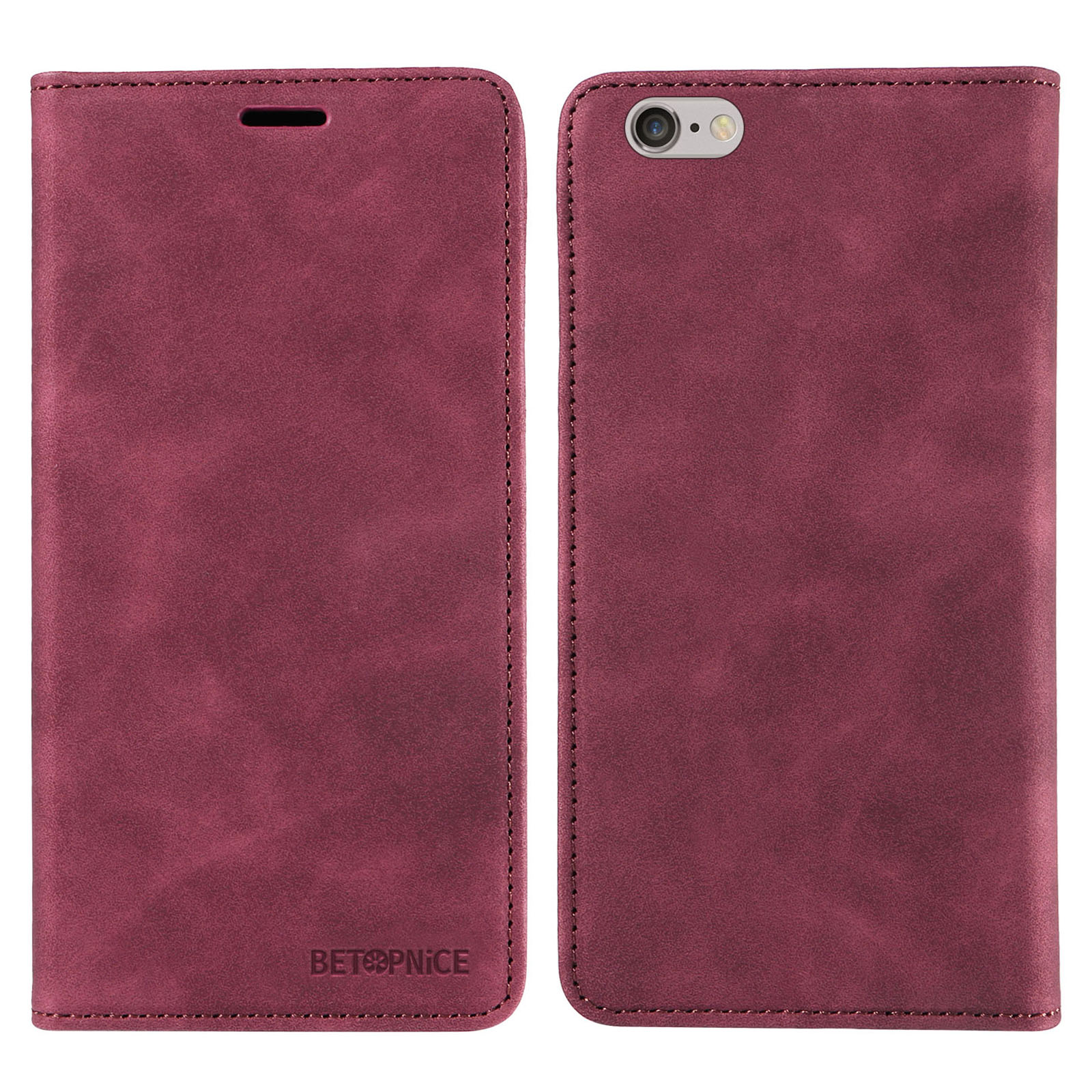

Betopnice 003 Für Iphone 6 Plus / 7 Plus / 8 Plus / 6s Plus TPU+PU Lederstand Cover RFID Blocking Wallet Mobiltelefon Fall - Rot, iPhone 6 Plus 5.5 inch