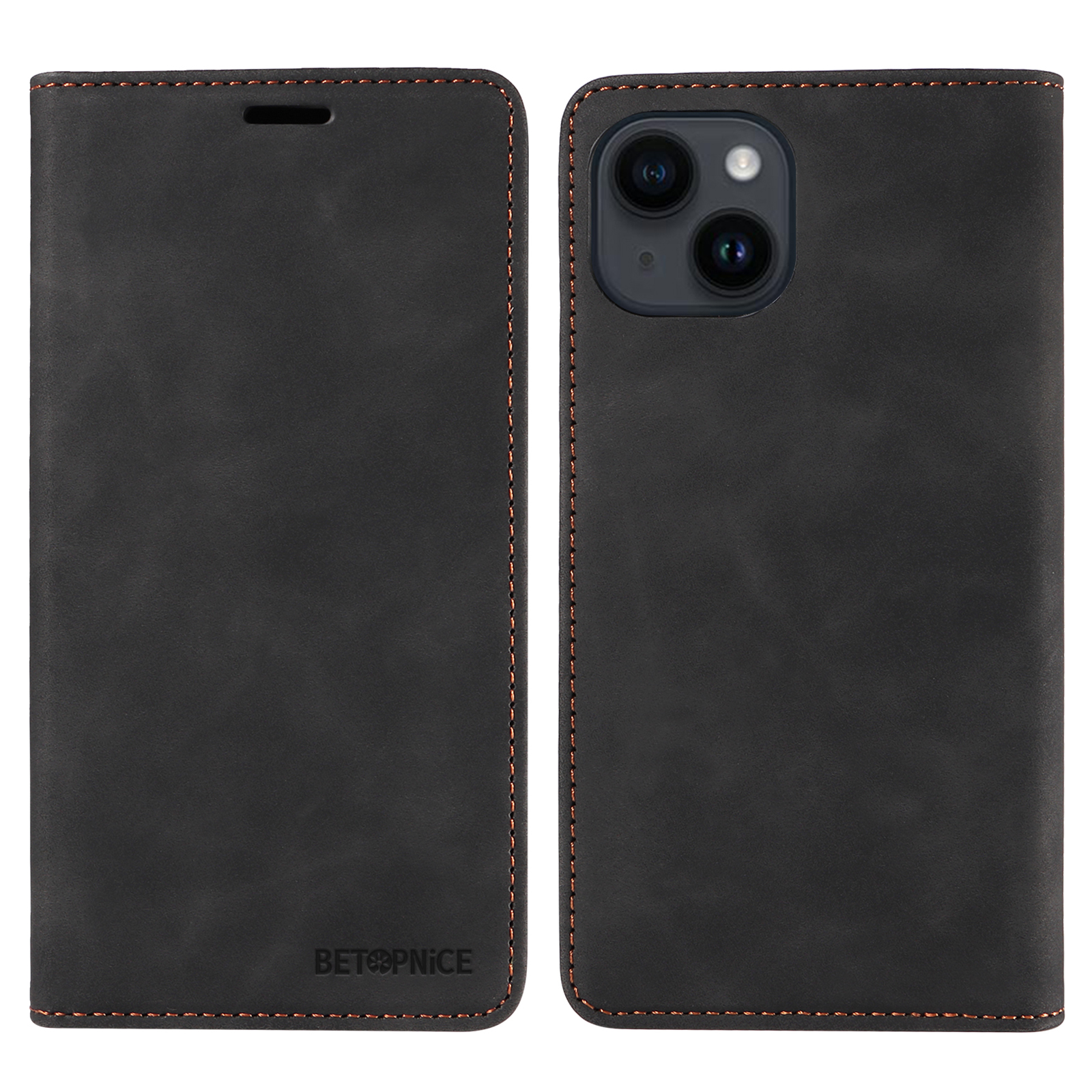 

Betopnice 003 Für Iphone 15 Telefonhülle RFID Blockierende PU -lederständer Deckhilfe Brieftasche - Schwarz, iPhone 15