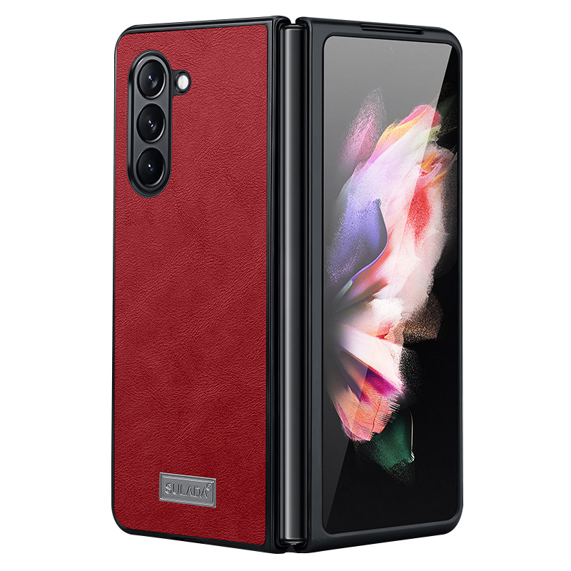 

Sulada Für Samsung Galaxy Z Fold5 5G PU Lederbeschichtete Tpu+pc-hülle Anti-drop-telefonabdeckung - Rot, Galaxy Z Fold5 5G