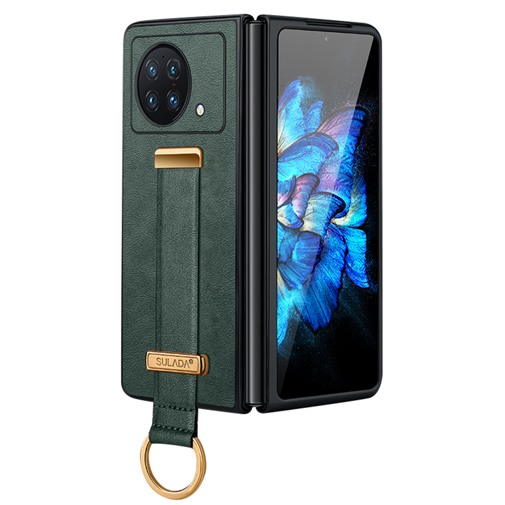 

Sulada Fashion-serie Für Vivo X Fold Armband Kickstand-telefonhülle PU Leder+pc Anti-scratch-abdeckung - Grün, vivo X Fold