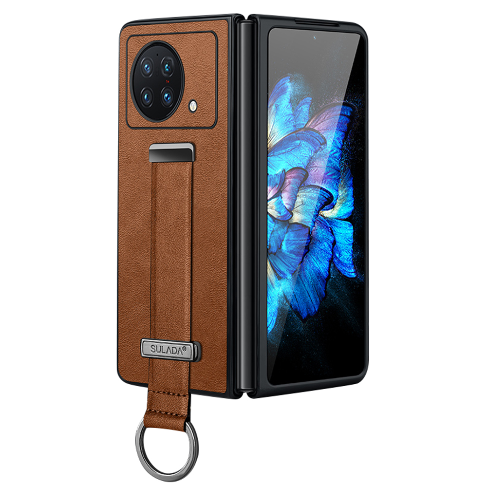 

Sulada Fashion-serie Für Vivo X Fold Armband Kickstand-telefonhülle PU Leder+pc Anti-scratch-abdeckung - Braun, vivo X Fold