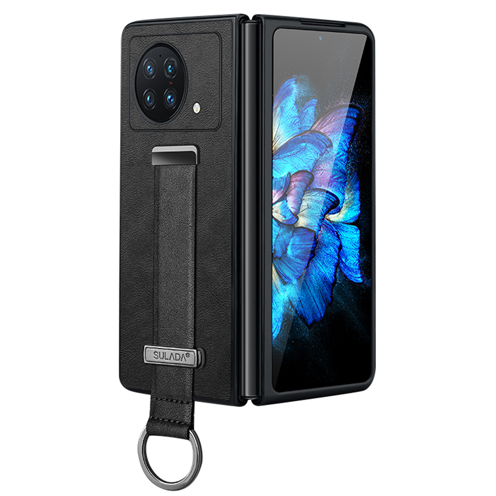 

Sulada Fashion-serie Für Vivo X Fold Armband Kickstand-telefonhülle PU Leder+pc Anti-scratch-abdeckung - Schwarz, vivo X Fold