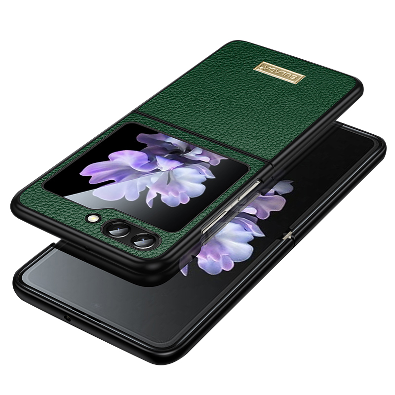 

Sulada Für Samsung Galaxy Z Flip5 5G Slim-fit-telefonhülle Pu-lederbeschichteter PC + TPU Litchi Texturabdeckung - Grün, Galaxy Z Flip5 5G