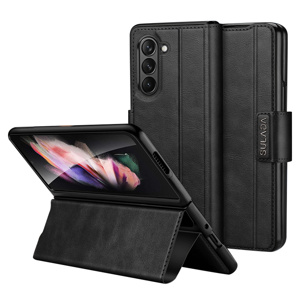 

Sulada Für Samsung Galaxy Z Fold5 5G PU Leder Schutzabdeckung Anti-drop-stand Telefonhülle - Schwarz, Galaxy Z Fold5 5G