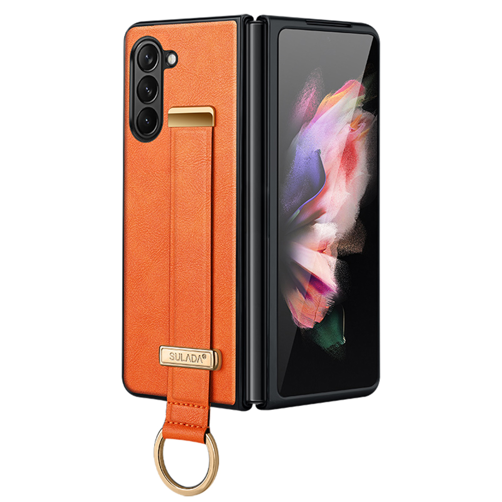 

Sulada Fashion -serie Für Samsung Galaxy Z Fold5 5G Armband Kickstand Phone Hülle Lederbeschichtete PC -abdeckung - Orange, Galaxy Z Fold5 5G