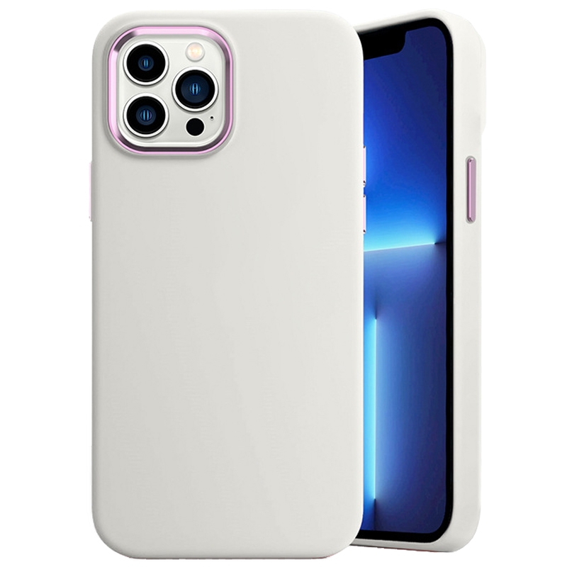 

Für Das Iphone 13 Pro Max Flüssig Silikon Hülle Metalllinsenrahmen Schockdes Schutzphase - Beige, iPhone 13 Pro Max
