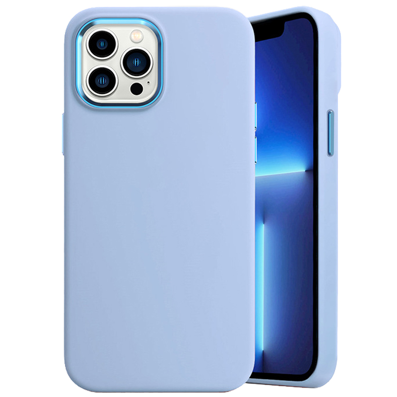 

Für Iphone 12 / 12 Pro Flüssiges Silikon -telefon Hülle Metalllinsenrahmenschutz Faserfaser Rückzugabdeckung - Blau, iPhone 12