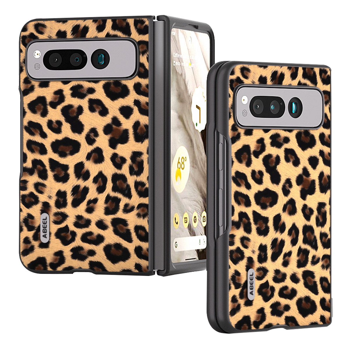 

Abeel Für Google Pixel Fold Anti-Scratch Cover Leopardenmuster PU Leder+pc Telefonhülle - Champagner Gold, Google Pixel Fold