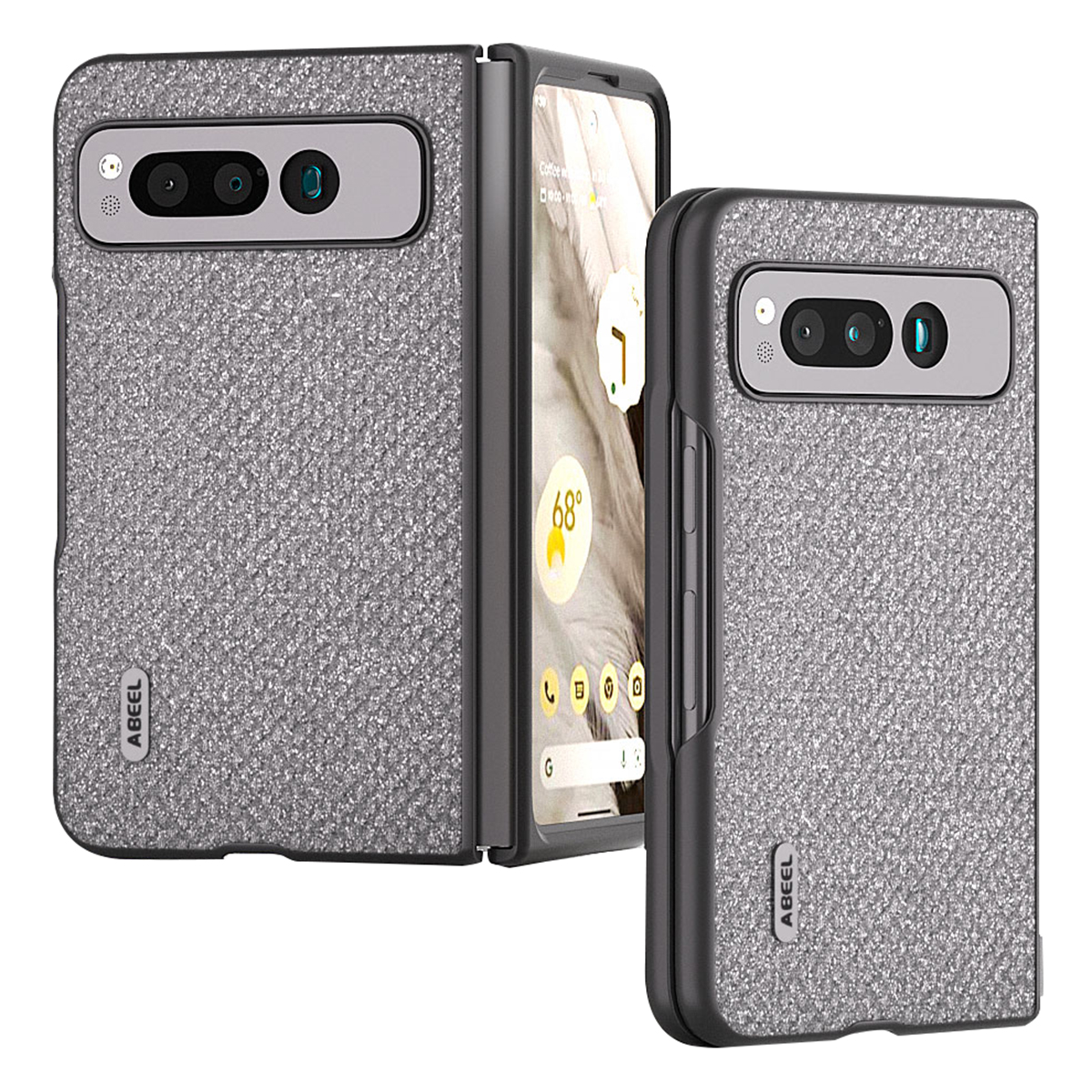 

Abeel Für Google Pixel Fold PU Leder+pc Slim Cover -deckungs -strass -textur -telefonhülle - Grau, Google Pixel Fold