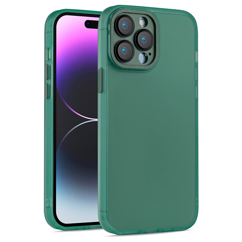 

BulkSourcing Für Iphone 14 Pro Maxi -durchscheinende Matte Telefonhülle PC+TPU Schockfeste Abdeckung Mit Glaslinsenfilm - Grün, iPhone 14 Pro Max