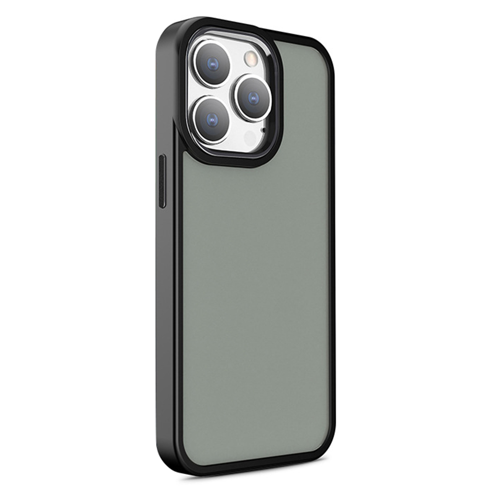 

Für Iphone 12 / 12 Pro 6,1 Zoll PC+TPU Phone Case Skin-touch-abdeckung Mit Metallkamera-rahmen - Schwarz, iPhone 12