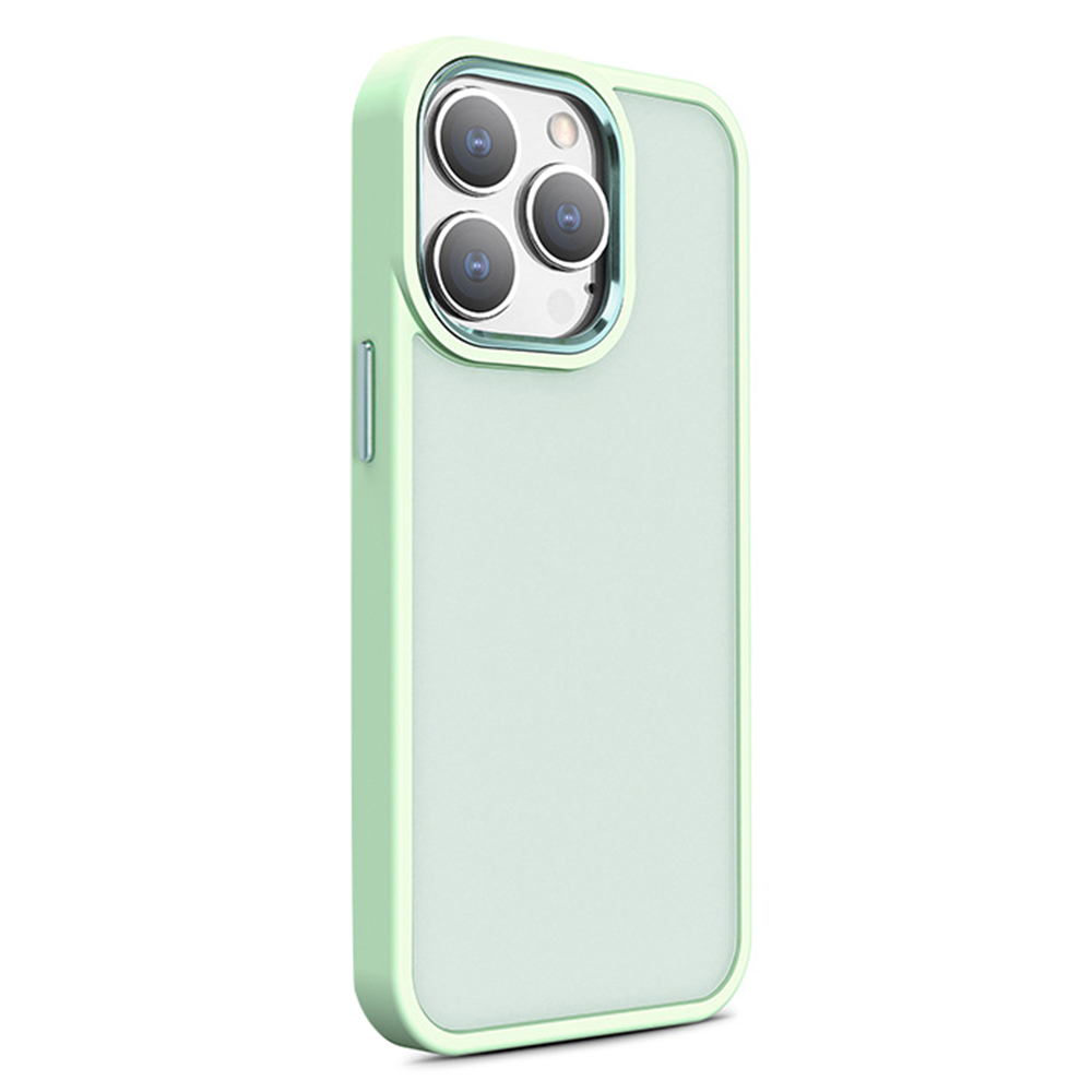 

Für Iphone 12 / 12 Pro 6,1 Zoll PC+TPU Phone Case Skin-touch-abdeckung Mit Metallkamera-rahmen - Matcha Green, iPhone 12