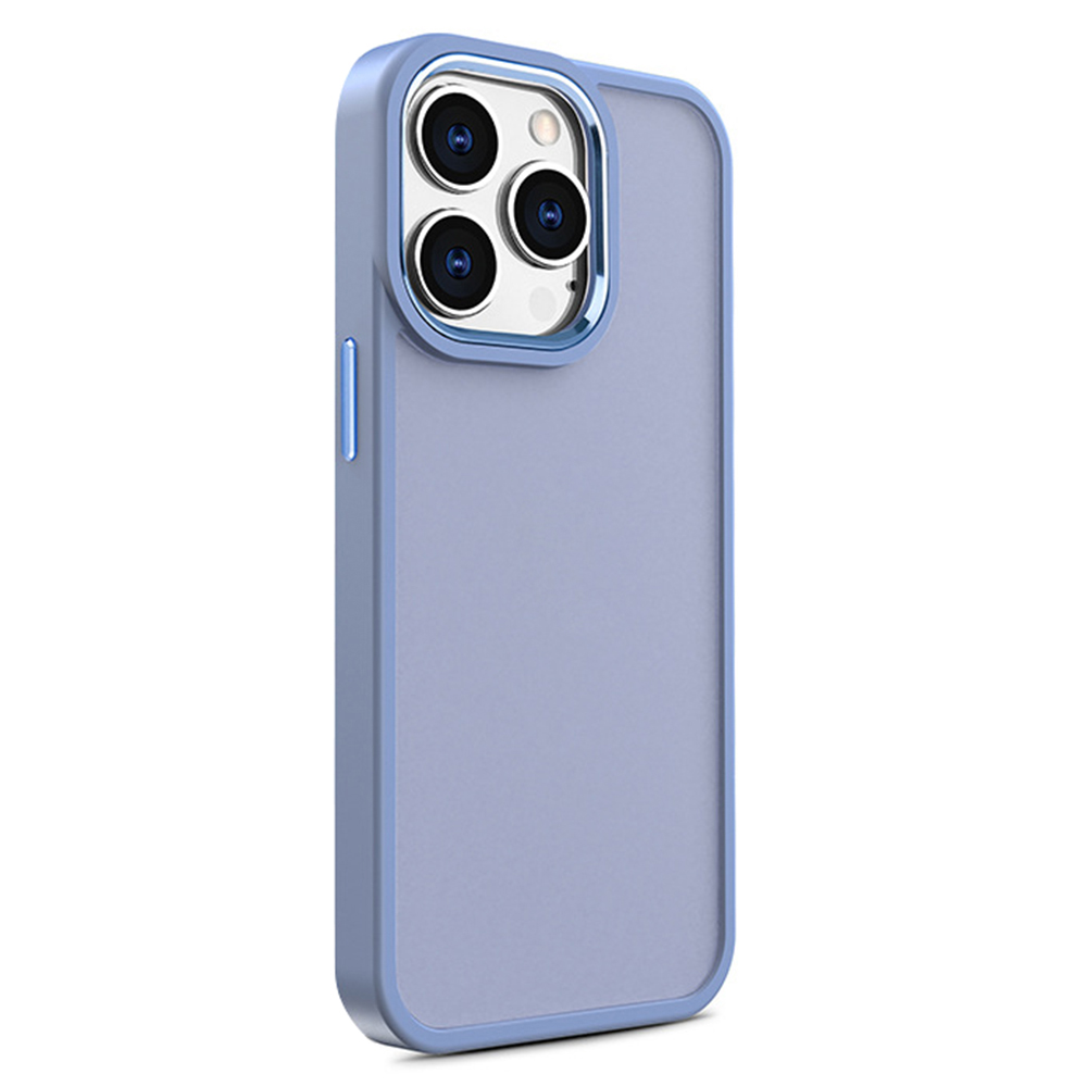 

Für Iphone 12 Pro Max. 6,7 Zoll Metallkamera Rahmen Phone Deckung PC+TPU Skin-touch Anti-drop-hülle - Blau, iPhone 12 Pro Max