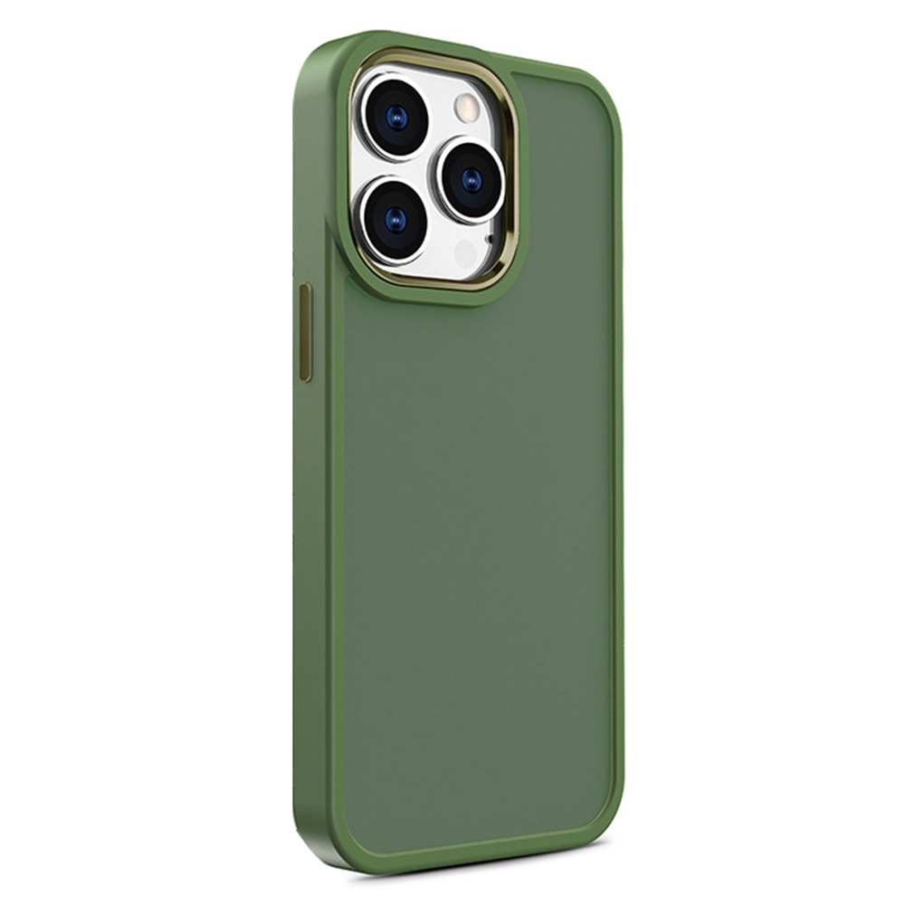 

Für Iphone 12 Pro Max. 6,7 Zoll Metallkamera Rahmen Phone Deckung PC+TPU Skin-touch Anti-drop-hülle - Grün, iPhone 12 Pro Max