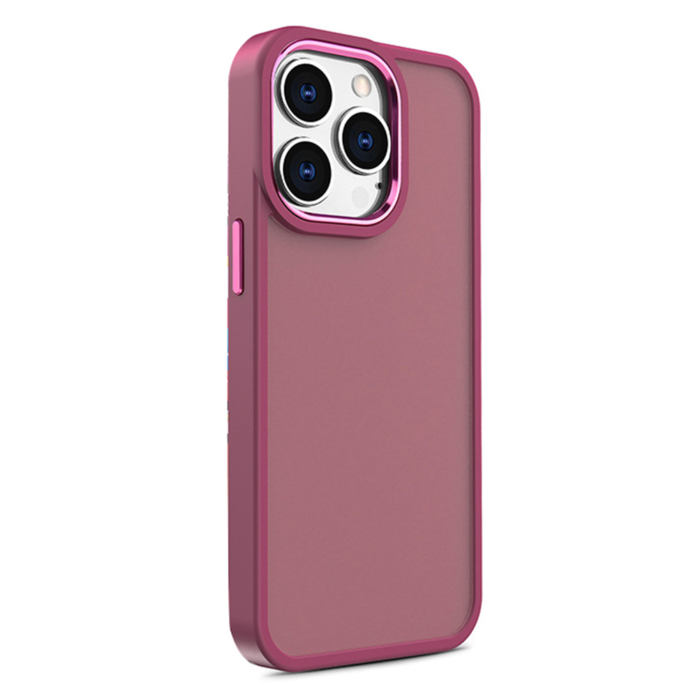 

Für Iphone 12 Pro Max. 6,7 Zoll Metallkamera Rahmen Phone Deckung PC+TPU Skin-touch Anti-drop-hülle - Pflaumenfarbe, iPhone 12 Pro Max
