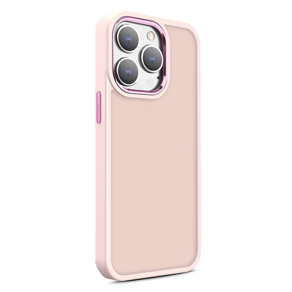 

Für Iphone 12 Pro Max. 6,7 Zoll Metallkamera Rahmen Phone Deckung PC+TPU Skin-touch Anti-drop-hülle - Rosa, iPhone 12 Pro Max