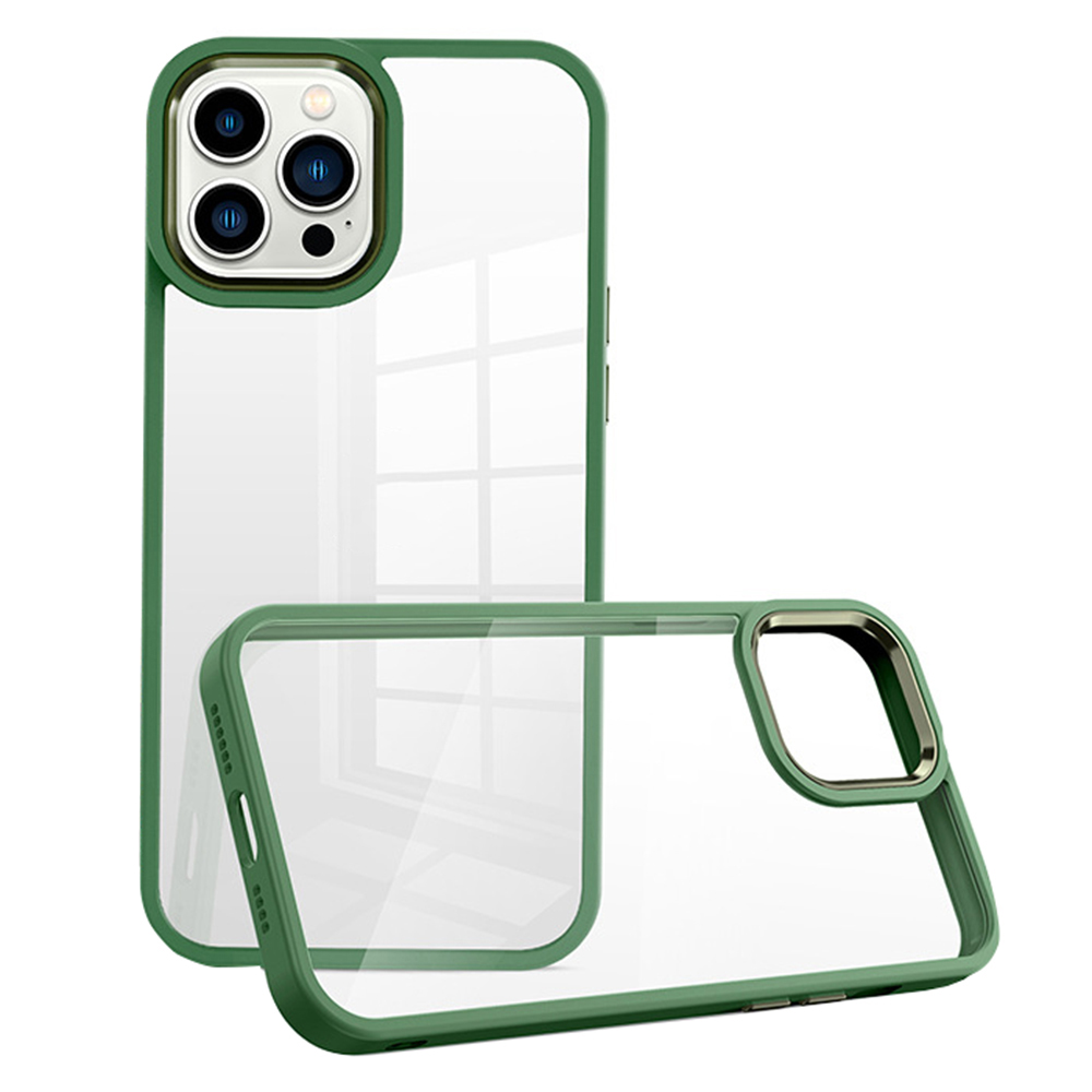 

Für Das Iphone 14 Pro Max Metal Lens Frame Clear Cover Cover PC+TPU Anti-kratzer-telefonhülle - Grün, iPhone 14 Pro Max