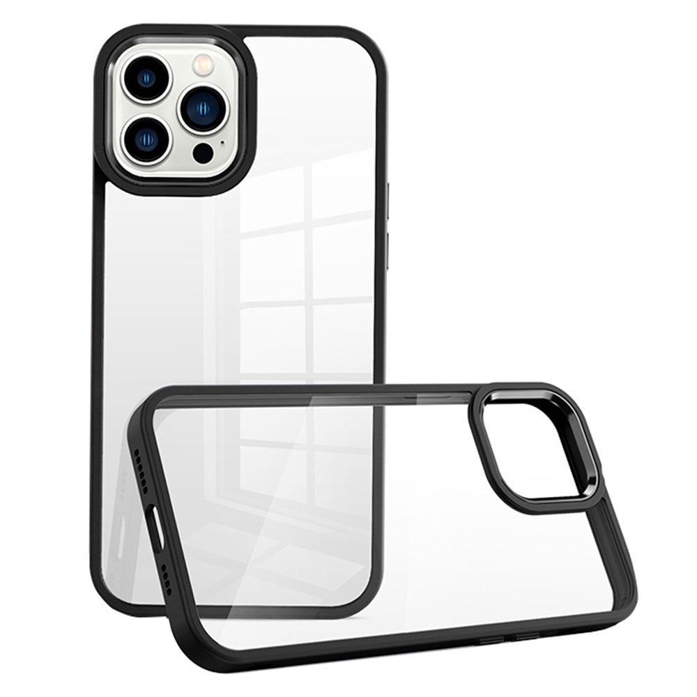 

Für Das Iphone 14 Pro Max Metal Lens Frame Clear Cover Cover PC+TPU Anti-kratzer-telefonhülle - Schwarz, iPhone 14 Pro Max