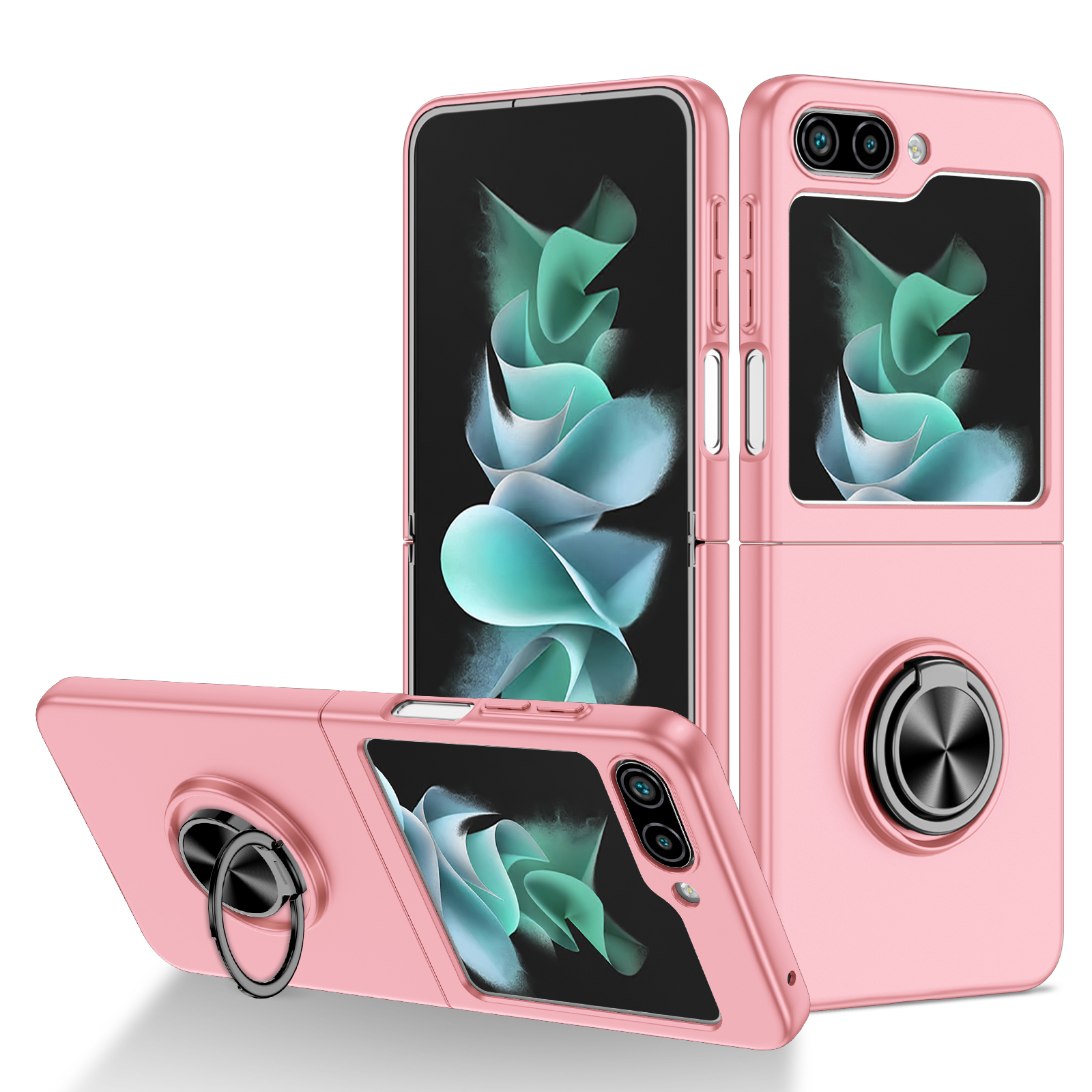 

Für Samsung Galaxy Z Flip5 5G Hard PC Phone Hülle Ring Kickstand Deckhilfe Magnetischer Autokonto - Rosa, Galaxy Z Flip5 5G