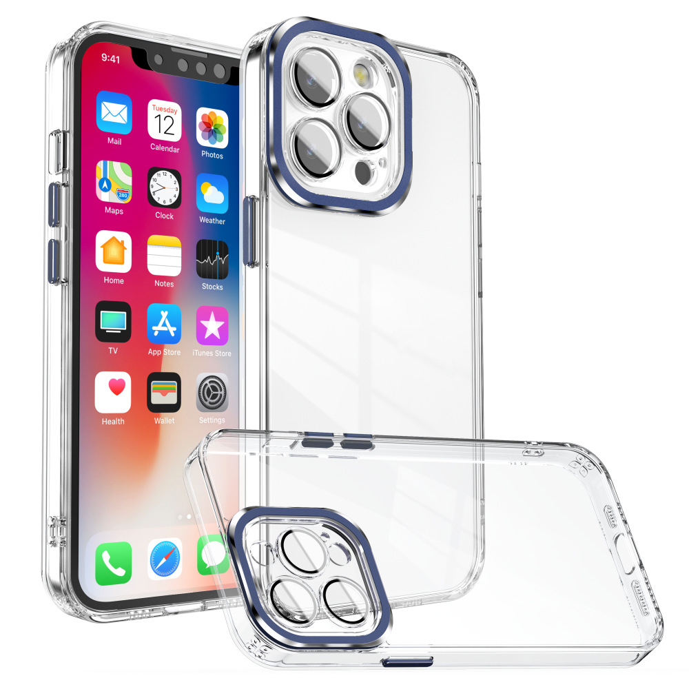 

Für Iphone 13 Pro Max Phone Deckung Transparent TPU+PC -hülle Mit Glaslinsenfilm - Saphir, iPhone 13 Pro Max