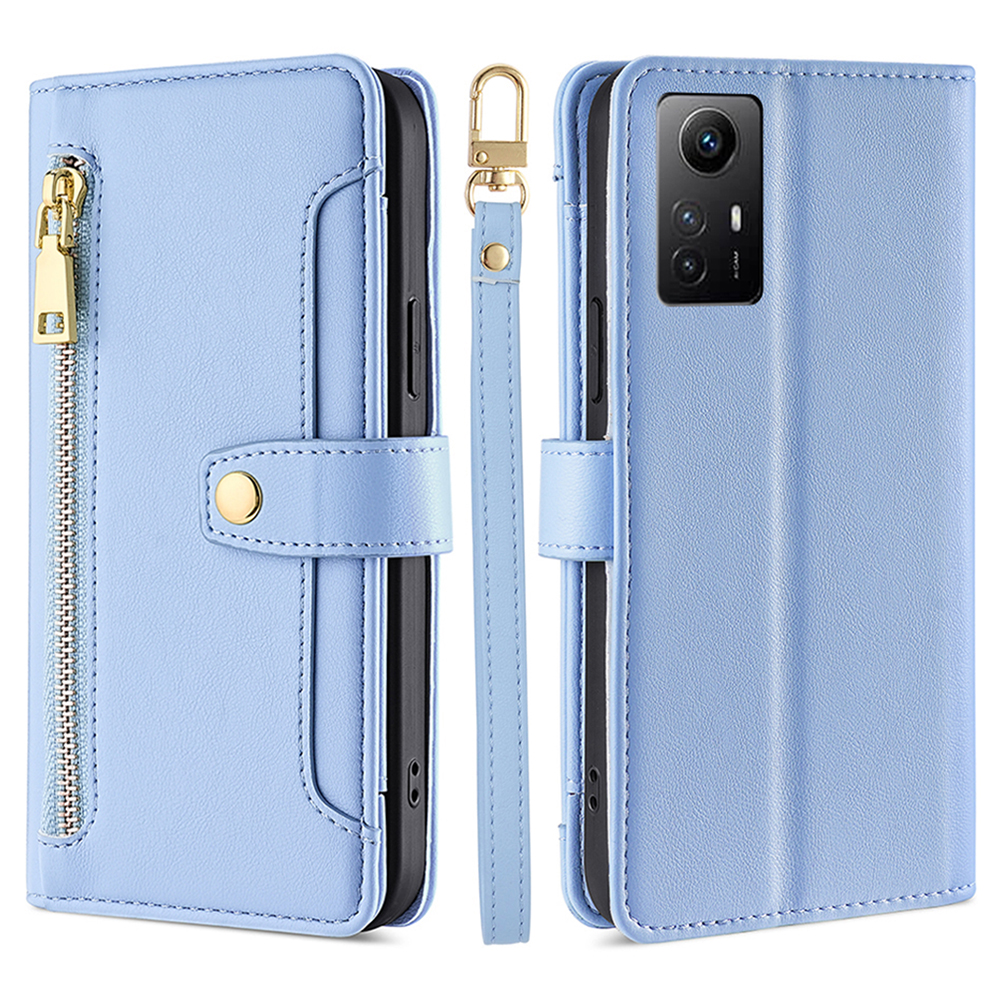 

Für Xiaomi Redmi Note 12s 4G Stand Wallet Hülle Reißverschluss Pock Leder+tpu -telefonabdeckung - Blau, Xiaomi Redmi Note 12S 4G