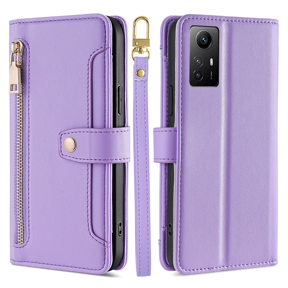 

Für Xiaomi Redmi Note 12s 4G Stand Wallet Hülle Reißverschluss Pock Leder+tpu -telefonabdeckung - Lila, Xiaomi Redmi Note 12S 4G