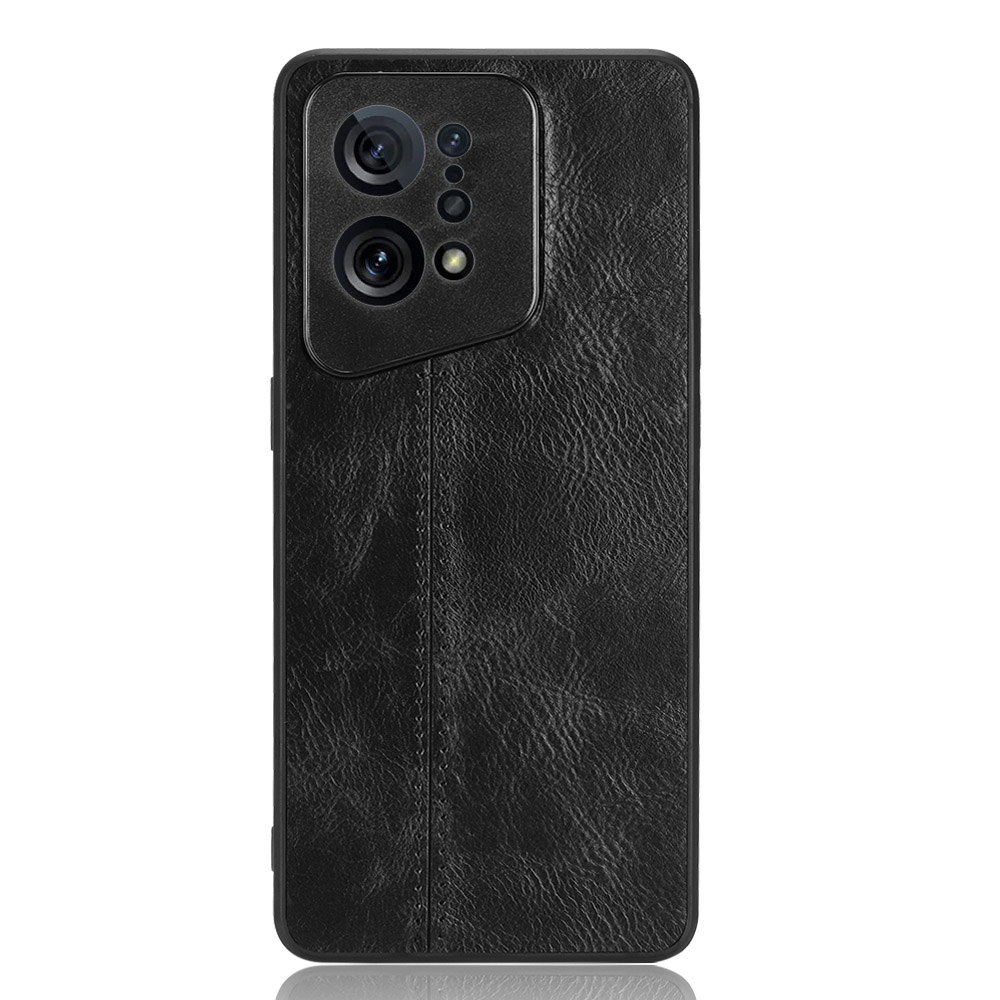 

Für Oppo Finden Sie X5 PU -lederbeschichtete TPU+PC Phone Hülle Cowide Textur Schutzabdeckung - Schwarz, Oppo Find X5