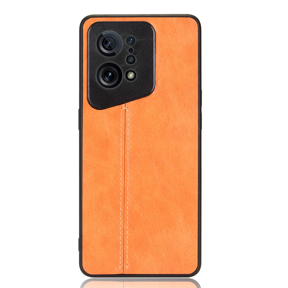 

Für Oppo Finden Sie X5 PU -lederbeschichtete TPU+PC Phone Hülle Cowide Textur Schutzabdeckung - Orange, Oppo Find X5