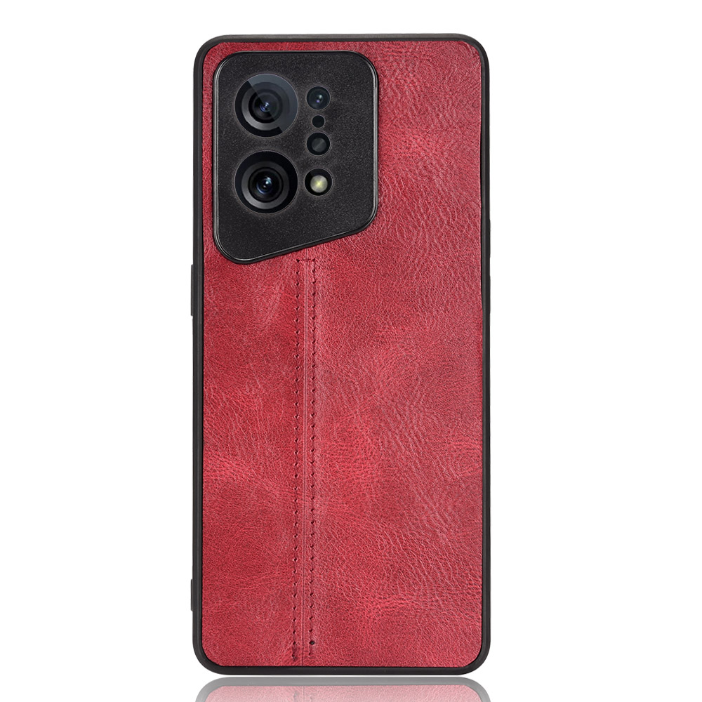 

Für Oppo Finden Sie X5 PU -lederbeschichtete TPU+PC Phone Hülle Cowide Textur Schutzabdeckung - Rot, Oppo Find X5