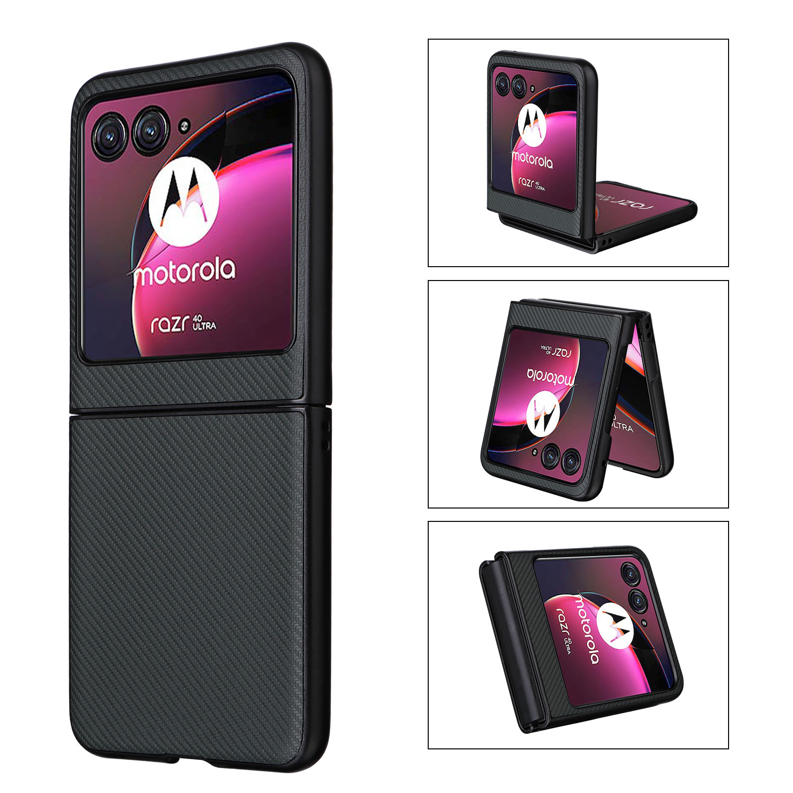 

Für Motorola Razr 40 Ultra 5G Carbon Faser Textur Phone Hülle PU -leder -pc -abdeckung - Grün, Motorola Razr 40 Ultra 5G