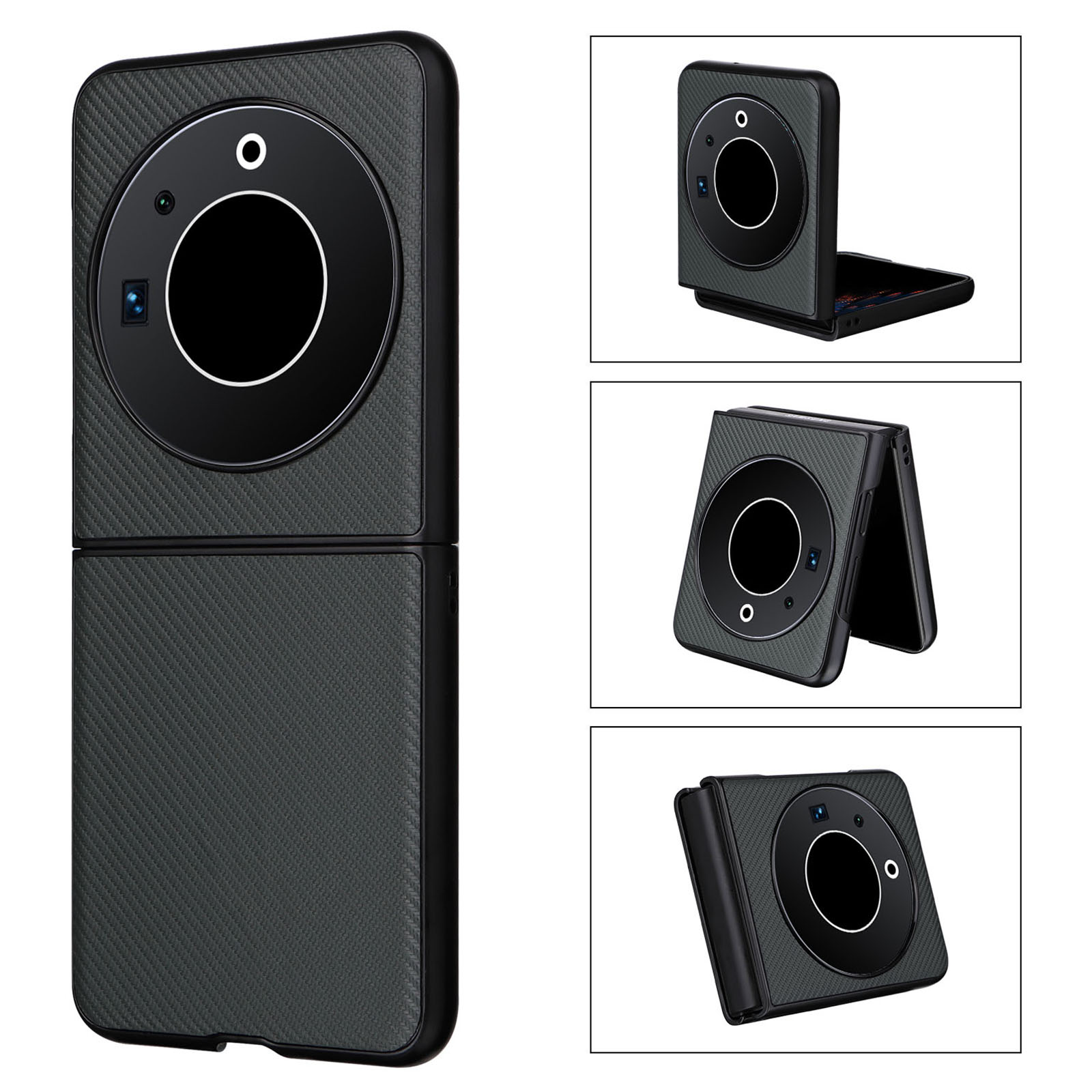 

Für Tecno Phantom V Flip Carbon Faser Textur Hülle Pu-leder-pc-anti-drogen-telefonabdeckung - Grün, Tecno Phantom V Flip
