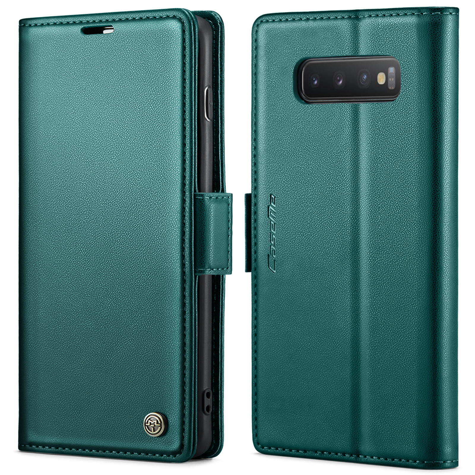 

Caseme 023 -serie Für Samsung Galaxy S10 Plus RFID -blockierung Von Lederhülle Wallet Stand Telefonabdeckung - Grün, Galaxy S10 Plus
