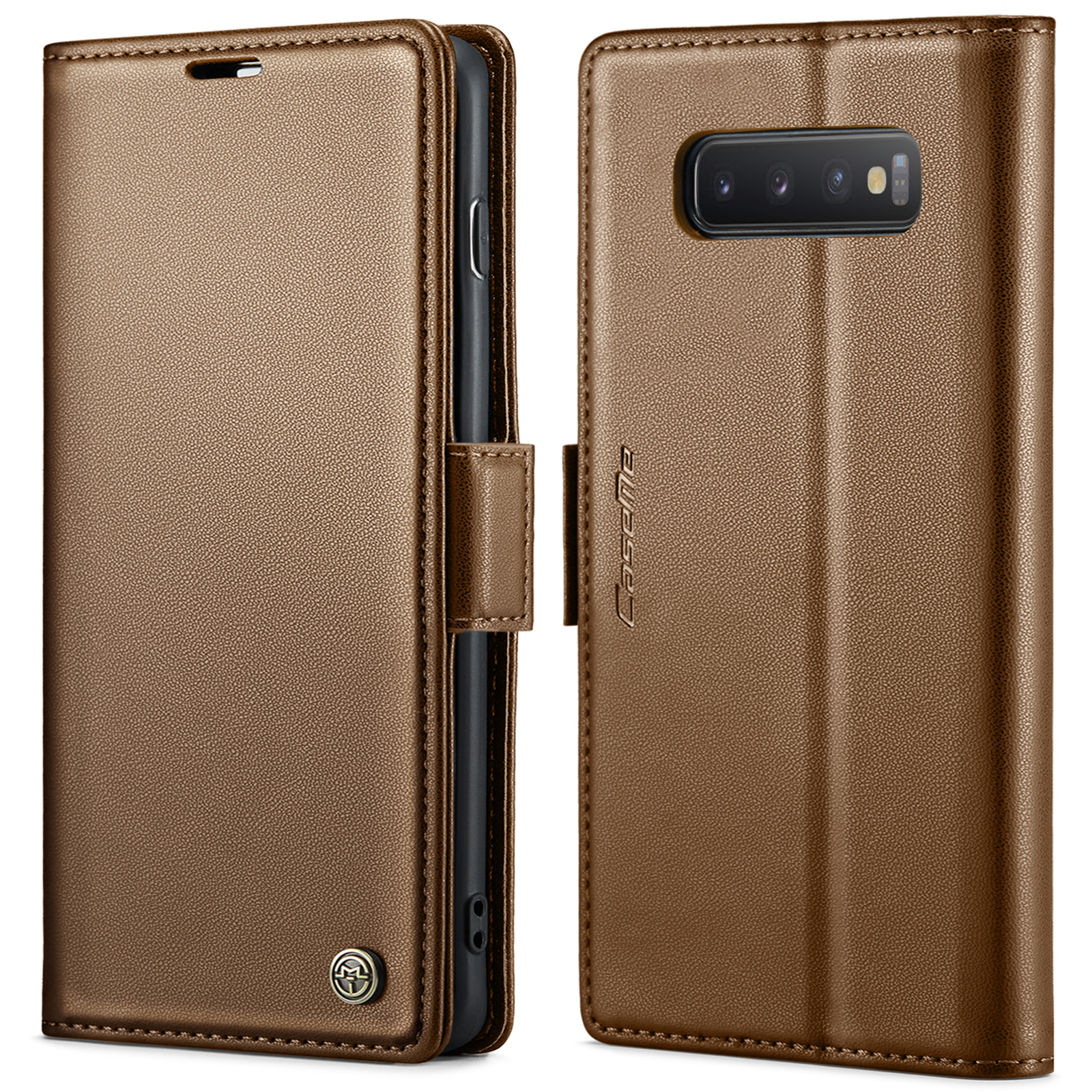 

Caseme 023 -serie Für Samsung Galaxy S10 Plus RFID -blockierung Von Lederhülle Wallet Stand Telefonabdeckung - Braun, Galaxy S10 Plus