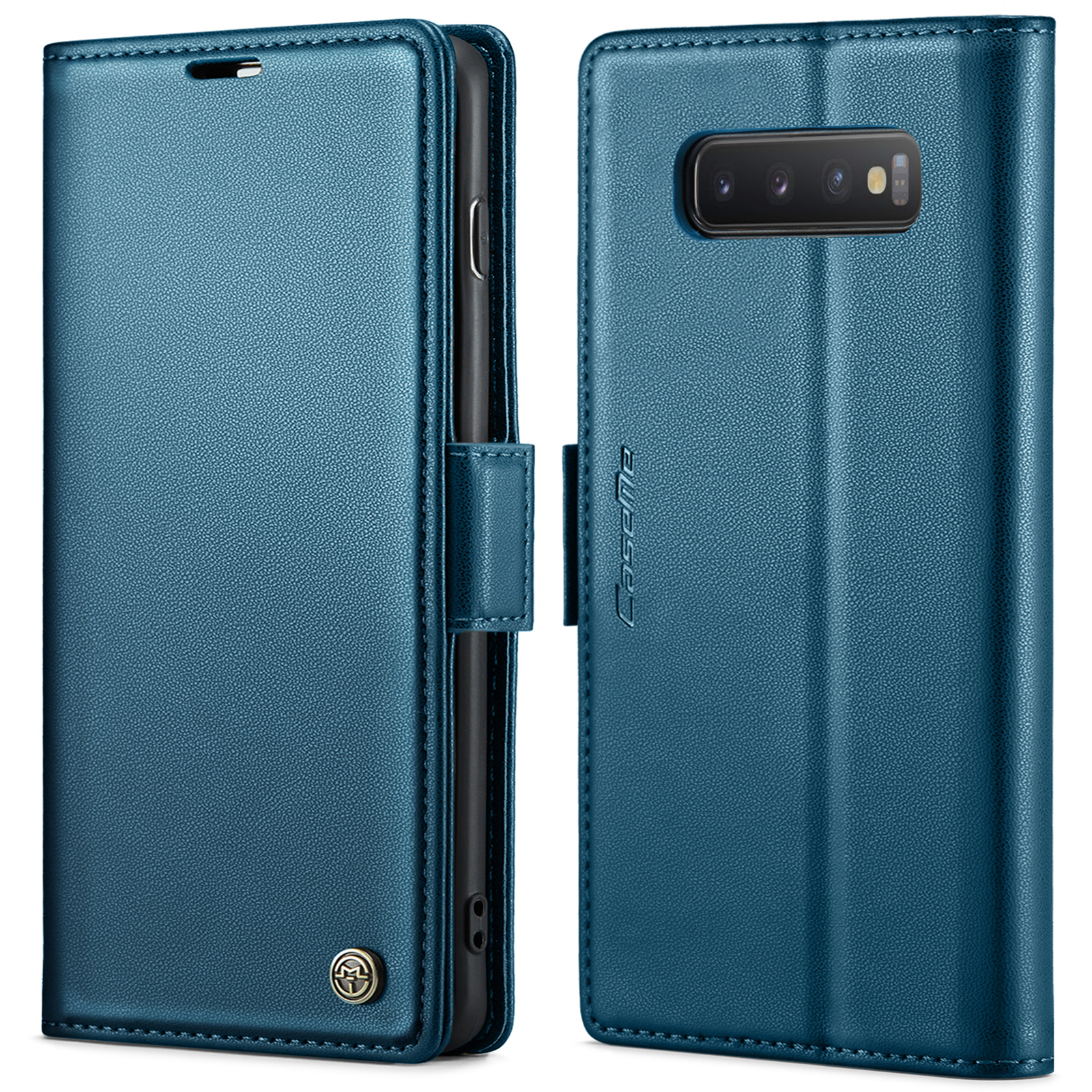 

Caseme 023 -serie Für Samsung Galaxy S10 Plus RFID -blockierung Von Lederhülle Wallet Stand Telefonabdeckung - Blau, Galaxy S10 Plus