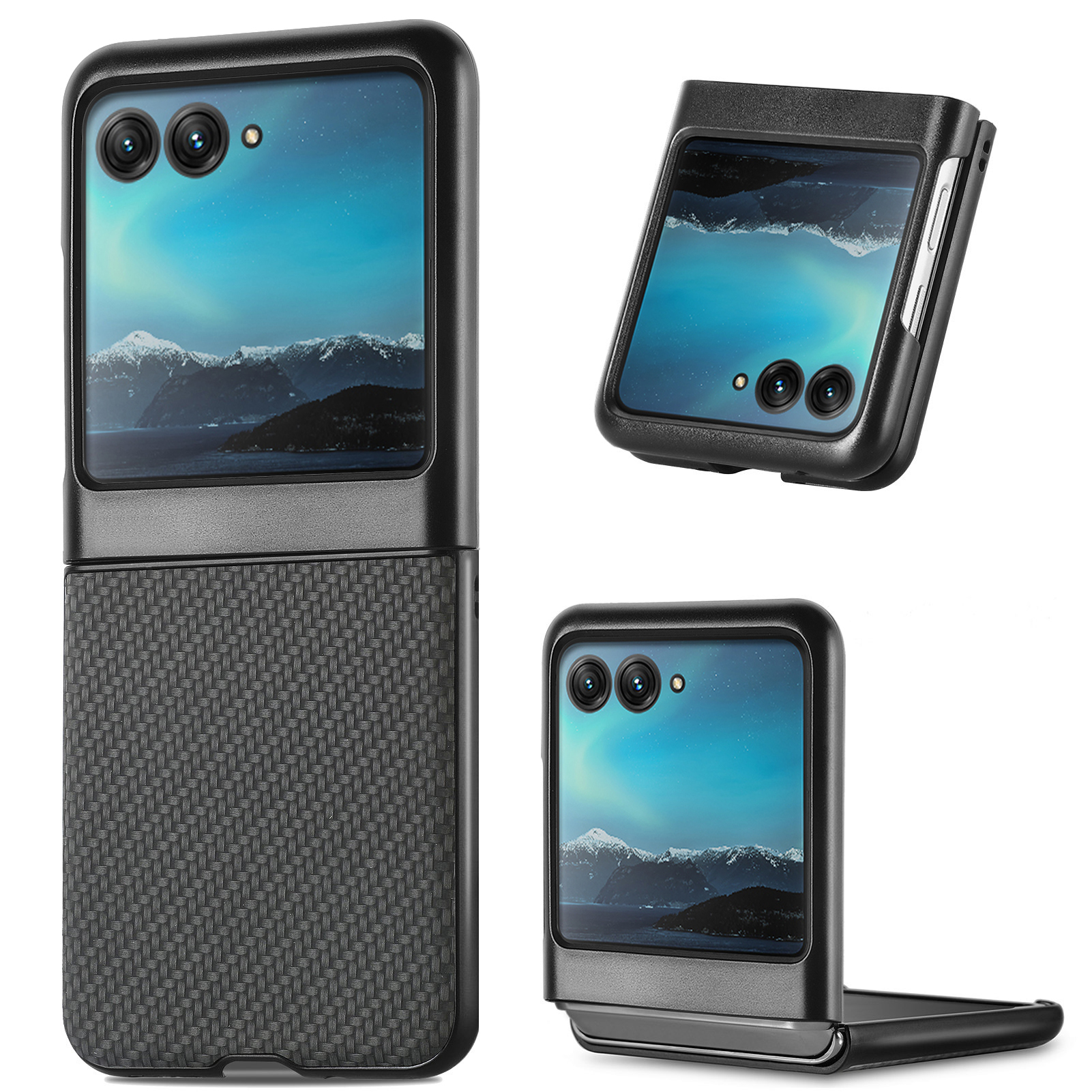 

Für Motorola Razr 40 Ultra 5G Carbonfaser Textur Leder Beschichtetes Pc-abdeckungs-anti-drop-telefonfall - Schwarz, Motorola Razr 40 Ultra 5G