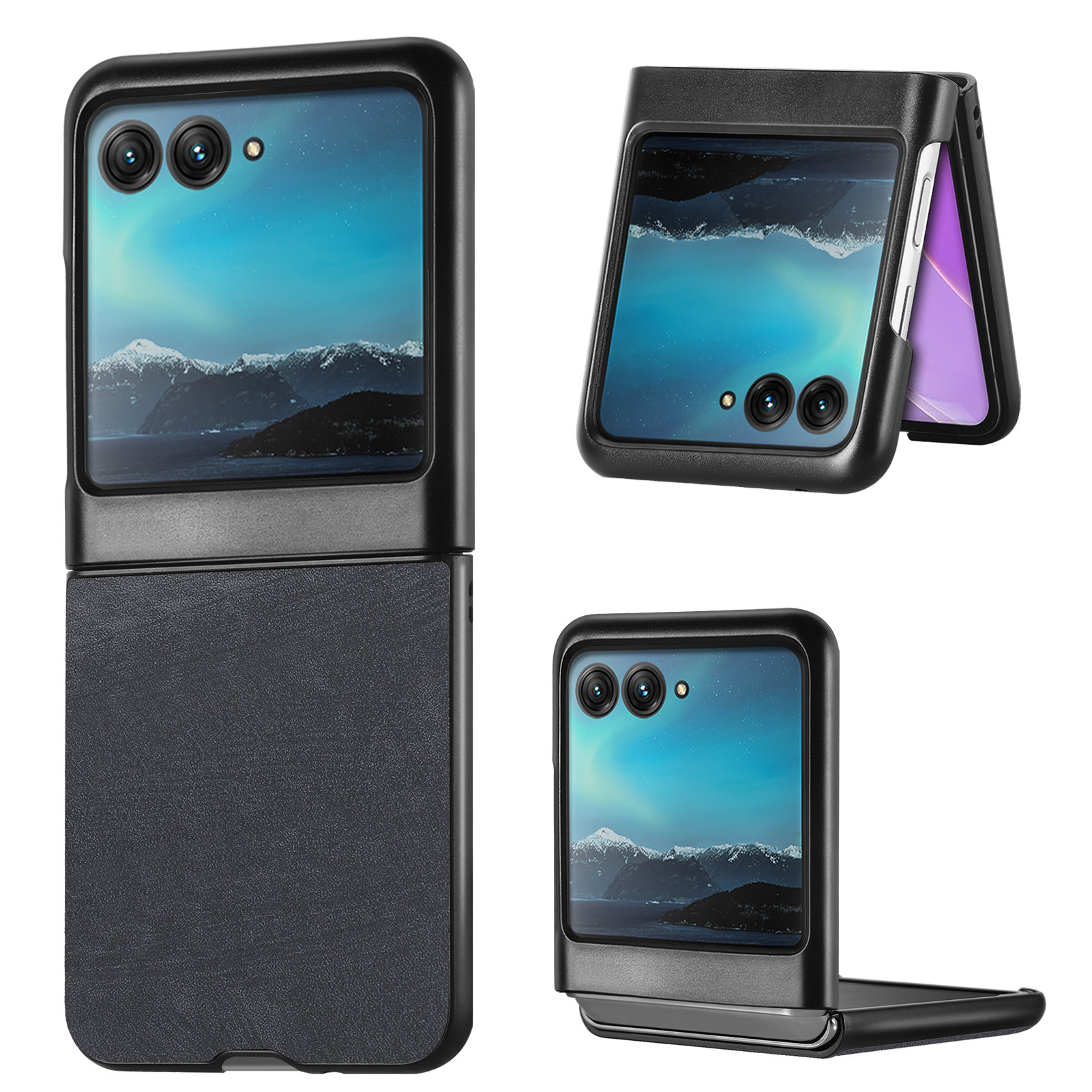 

Für Motorola Razr 40 Ultra 5G Skin-touch-telefonhülle Pu-leder-pc-hülle Schleimabdeckung - Schwarz, Motorola Razr 40 Ultra 5G