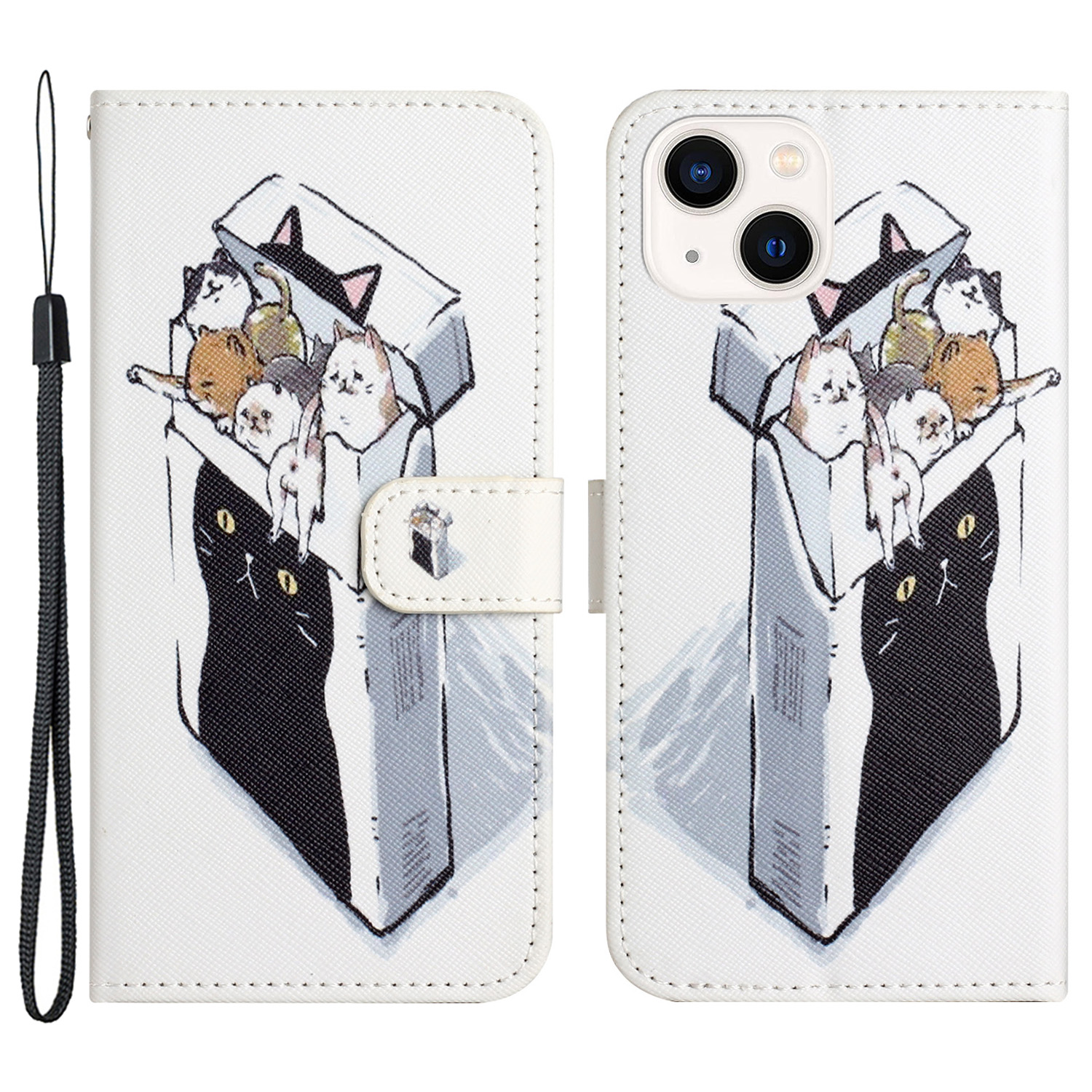 

Für Das Iphone 15 Plus Lederhülle 3D -muster Druckbrieftaschenständer Telefonabdeckung - Katzen, iPhone 15 Plus