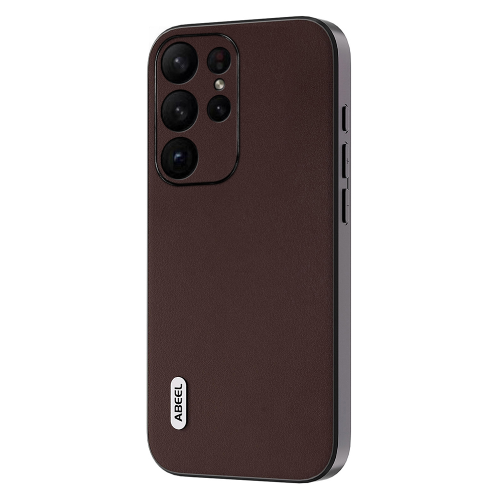

ABEEL Anti-scratch-telefonschale Für Samsung Galaxy S23 Ultra Case Nappa Textur Echtes Kuhleder+pc+tpu-abdeckung - Kaffee, Galaxy S23 Ultra