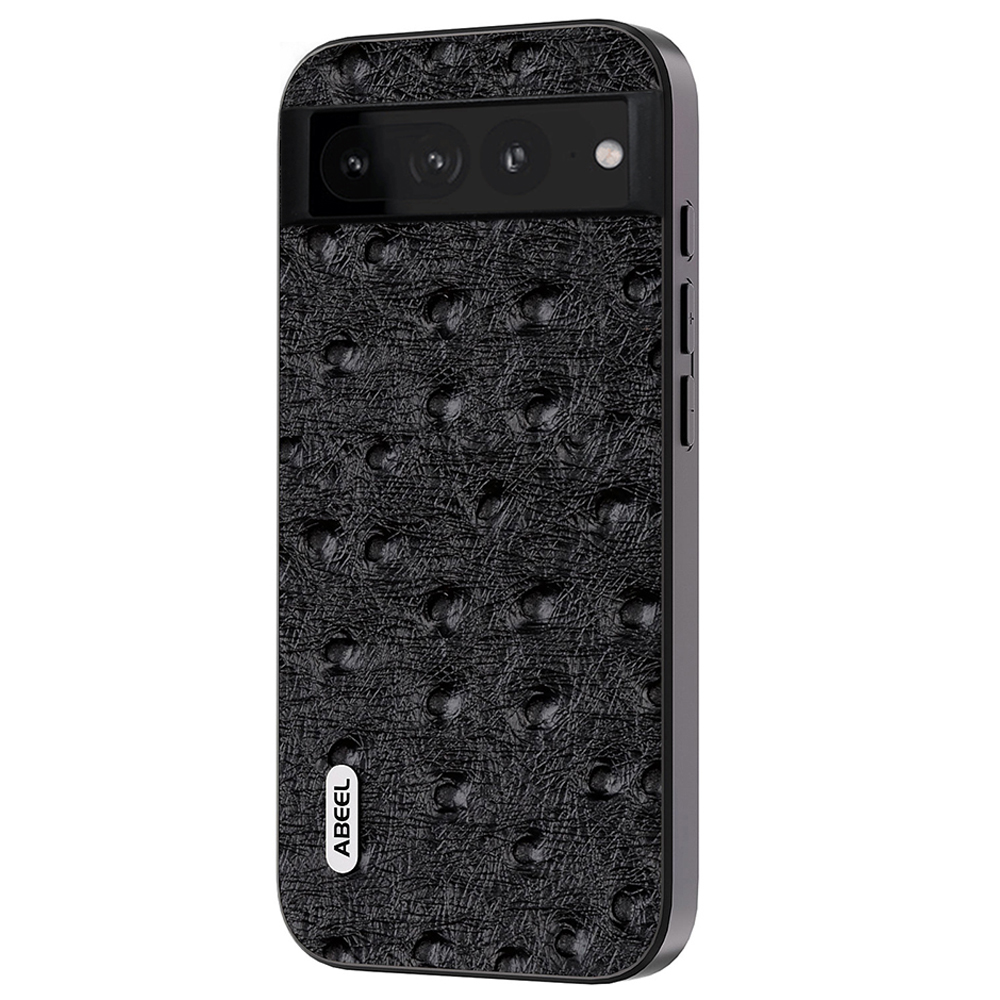 

ABEEL Ostrich Texture Back Case Für Google Pixel 7 Pro 5G Echte Kuhleder+pc+tpu -telefonabdeckung - Schwarz, Google Pixel 7 Pro 5G