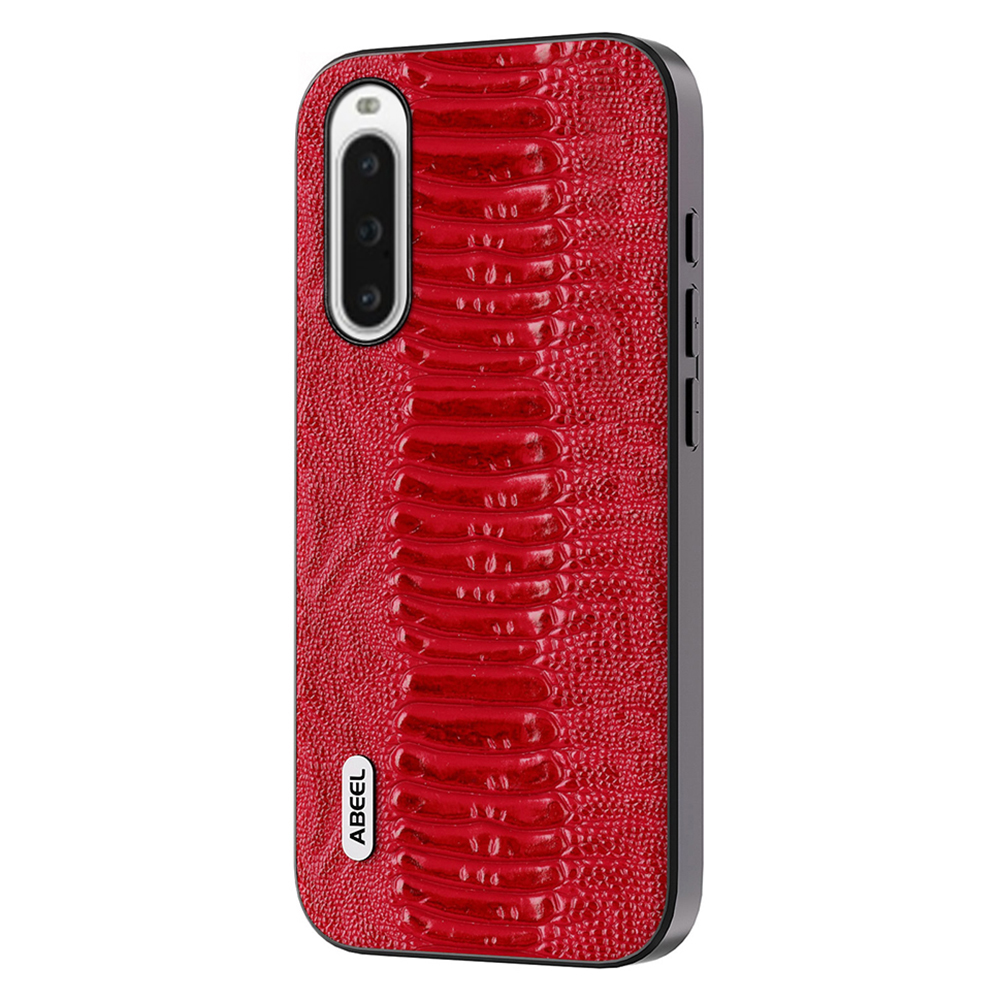 

ABEEL Für Sony Xperia 10 V Echtes Kuhleder Beschichtete Krokodiltextur -deckung PC+TPU -telefonhülle - Rot, Sony Xperia 10 V